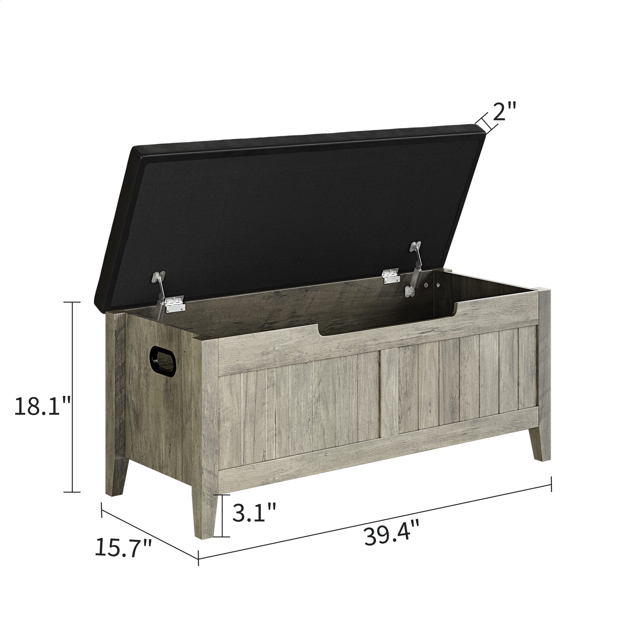 GarveeMore Truhenbank Aufbewahrungsbank 100cm, gepolstert, sichere Scharniere, hochbelastbar