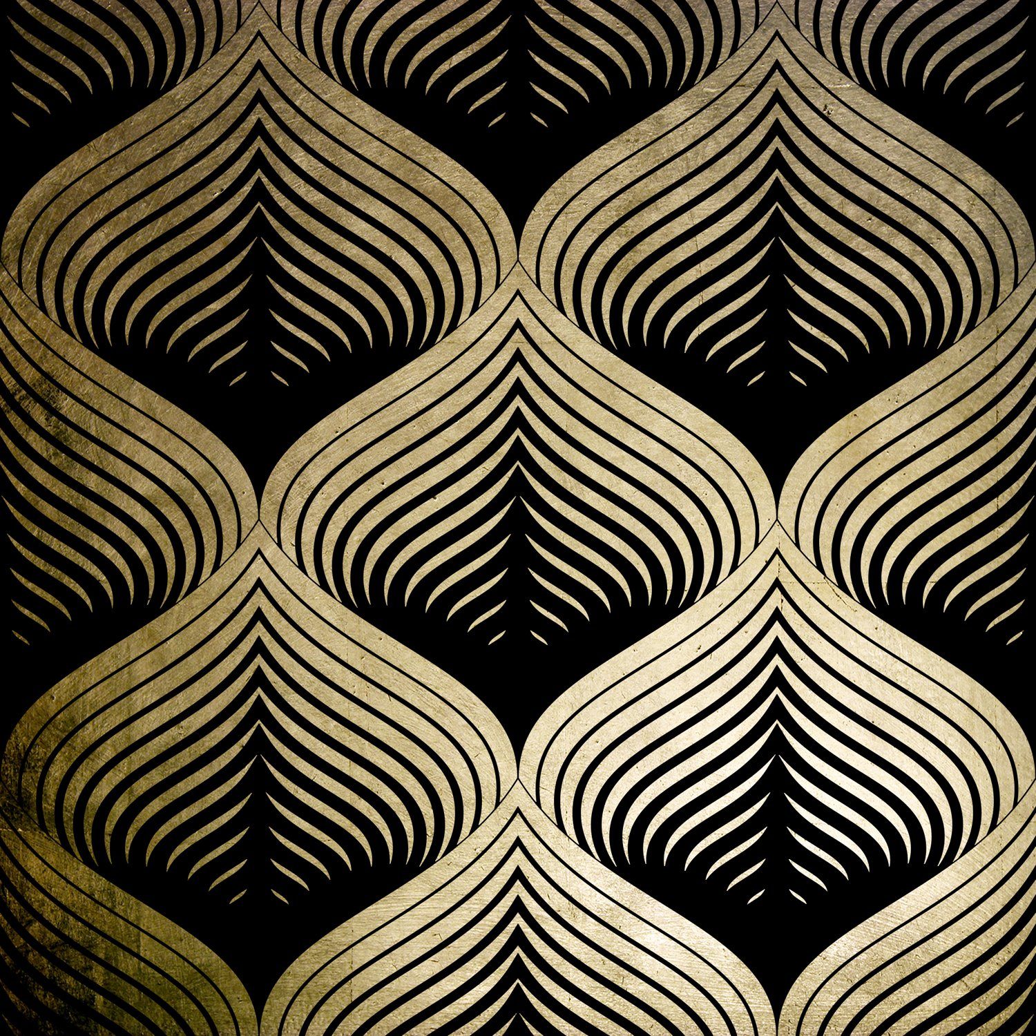 Goldveredelung, Edel Leonique Blätter - Acrylbilder Handgearbeitet, Acrylglasbild mit Blattgold St), veredelt, Gerahmt, Blätter (1