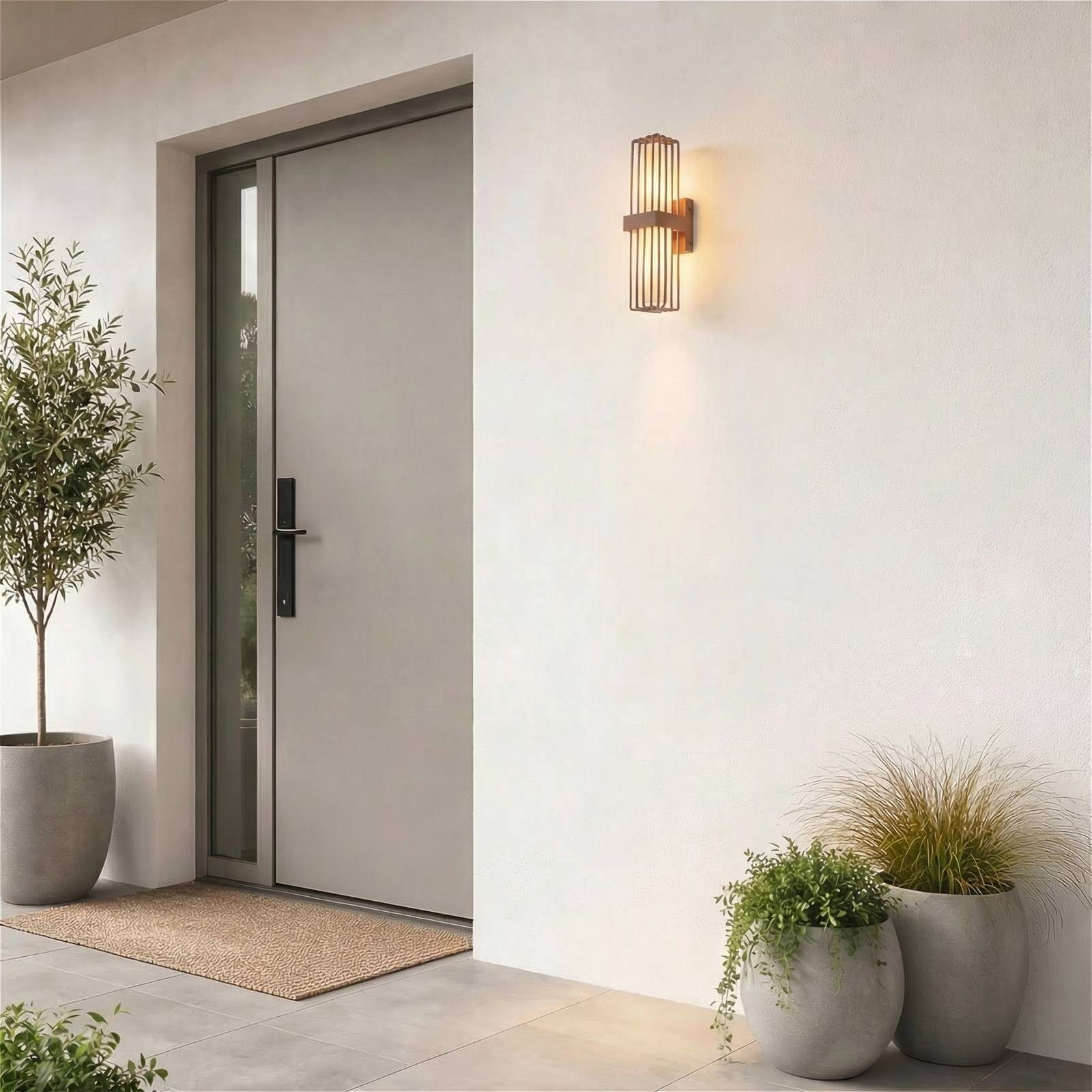 Lucande Außen-Wandleuchte Chandan, Metall, Braun IP54, 2 x 15 W LED