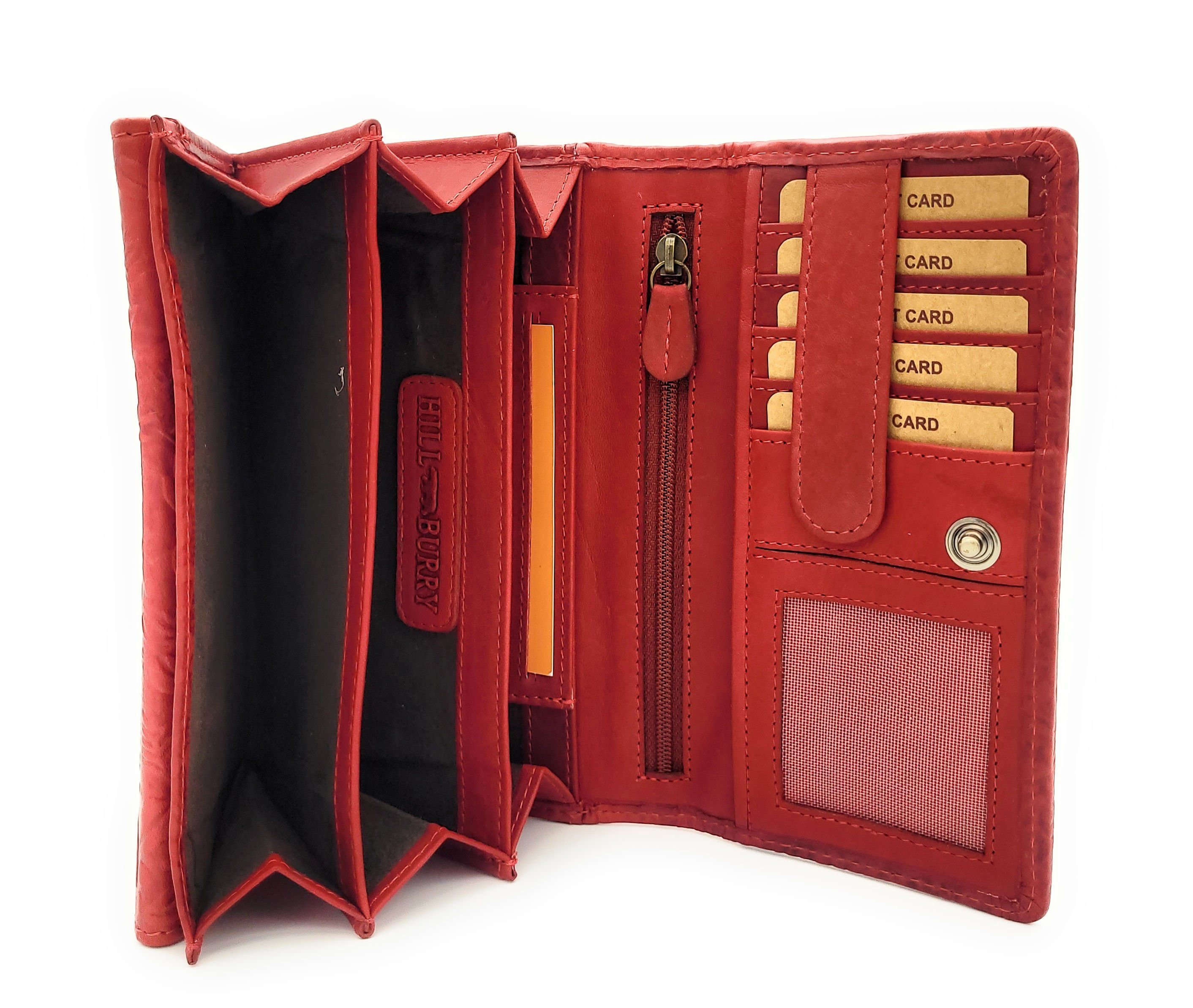 Hill Burry Geldbörse echt Leder Damen Portemonnaie mit RFID Schutz, florales Muster, umfangreich ausgestattet