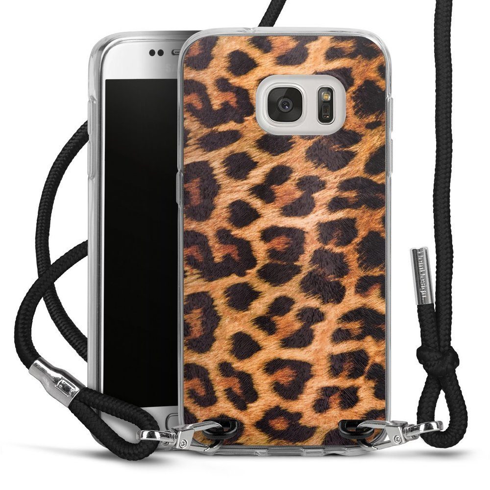 DeinDesign Handyhülle Leopard Fell Animalprint Leo Print, Samsung Galaxy S7 Handykette Hülle mit Band Case zum Umhängen