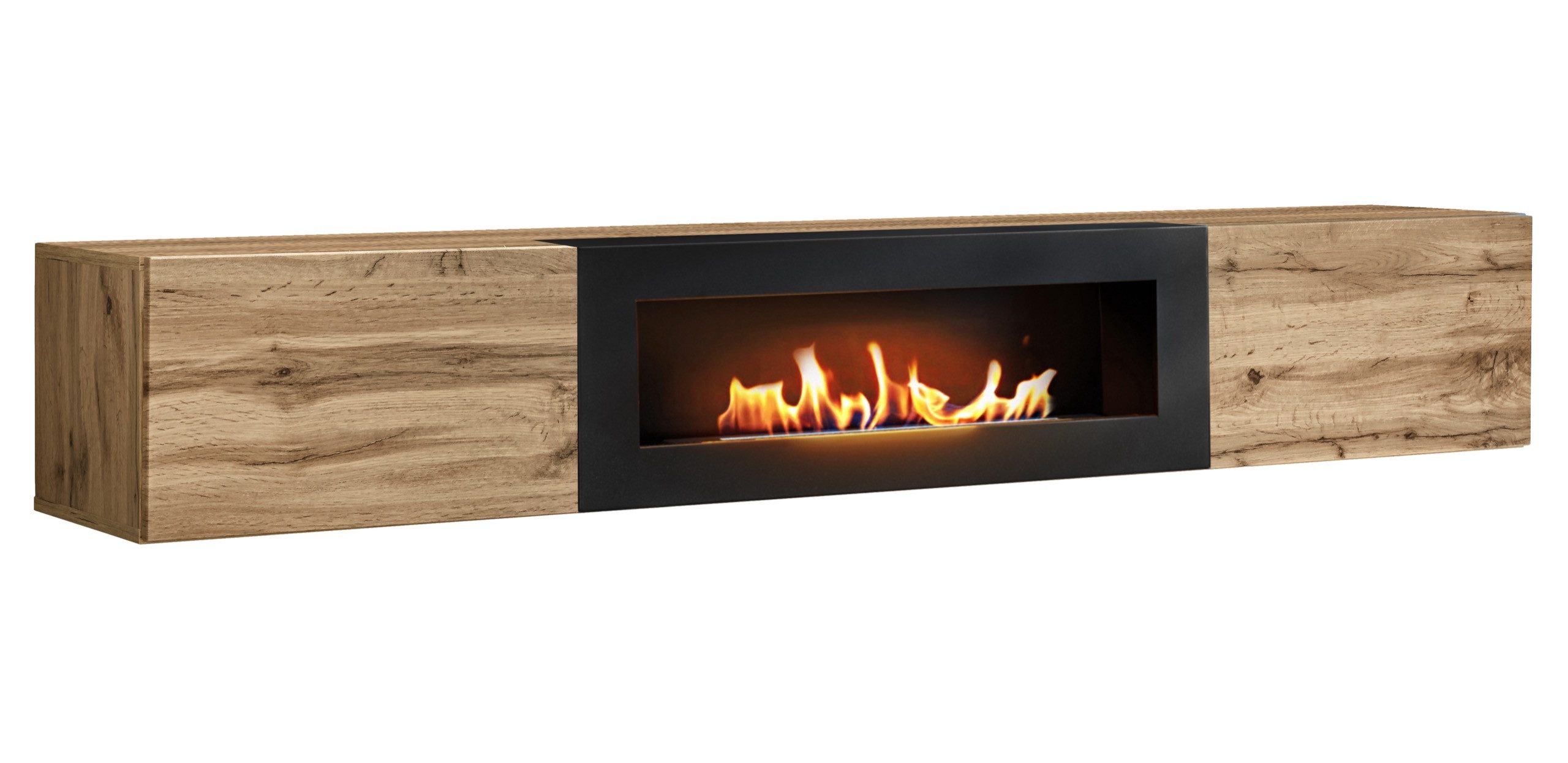 ASM-Moebel Wohnwand Wohnwand SWITCH PRK mit Bio-Ethanol Kamin und Push - Click System, Mit Bio-Ethanol Kamin und Push - Click System