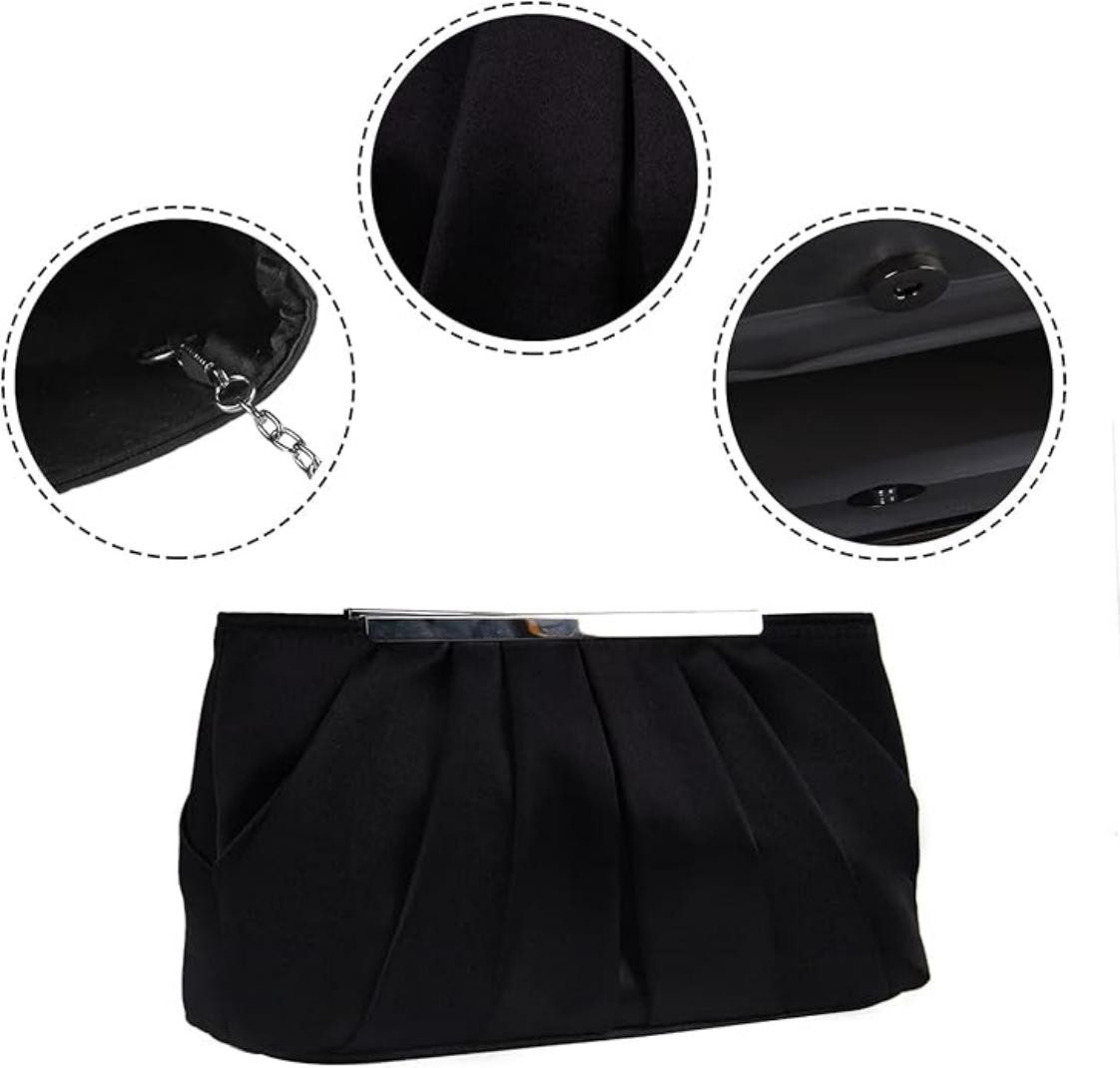 Coonoor Abendtasche Damen Satin Abendtasche Elegante Satin Plissee Abend Clutch – Bild 2 von 5