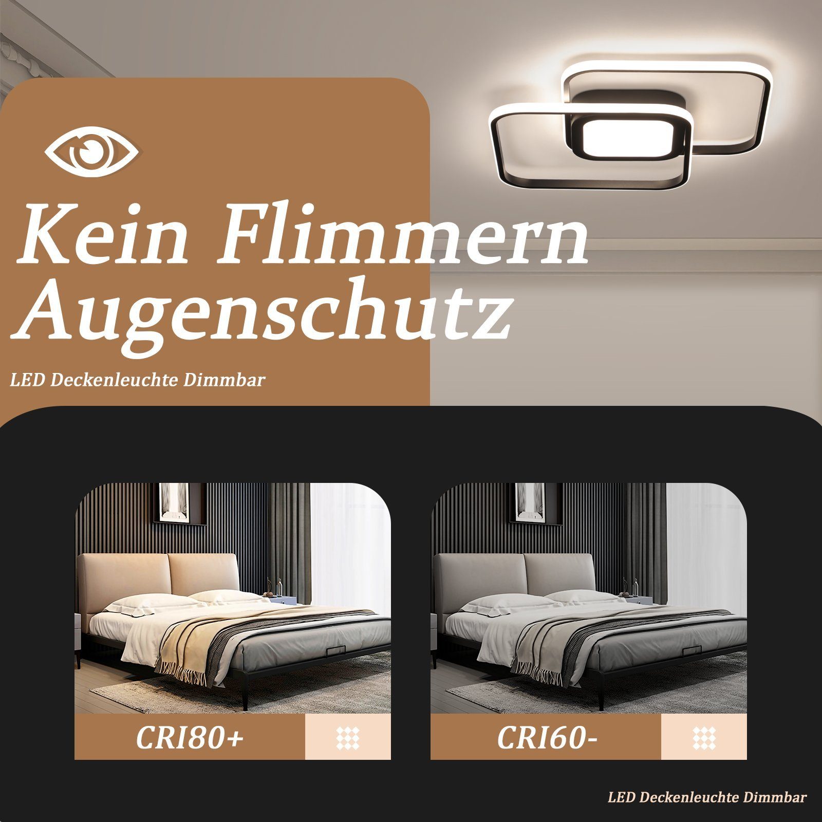 ZMH LED Deckenleuchte Dimmbar Modern - 48W Schlafzimmerlampe mit Fernbedien günstig online kaufen