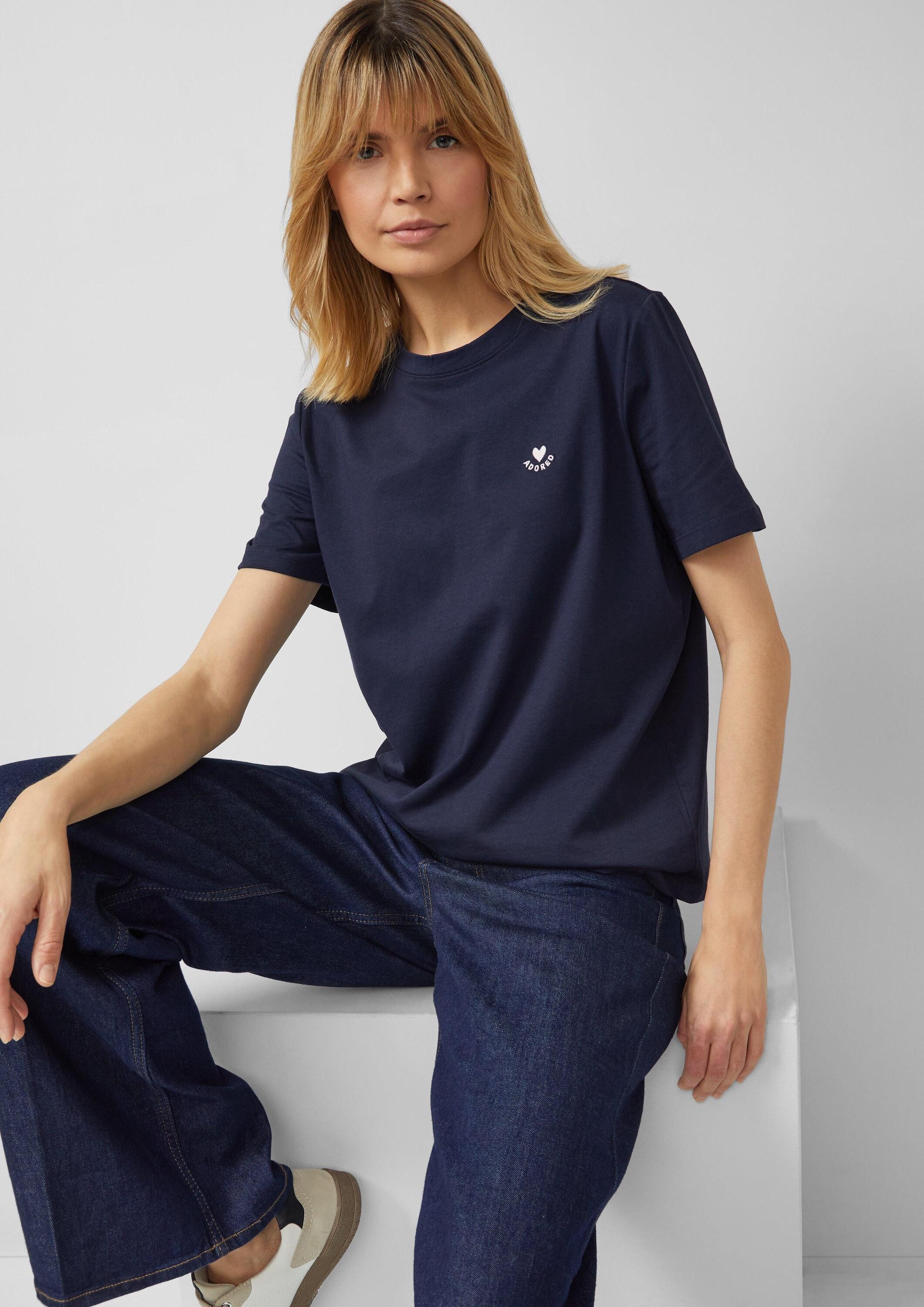 s.Oliver Kurzarmshirt T-Shirt Jersey-T-Shirt im Regular Fit mit Herz-Sticke günstig online kaufen