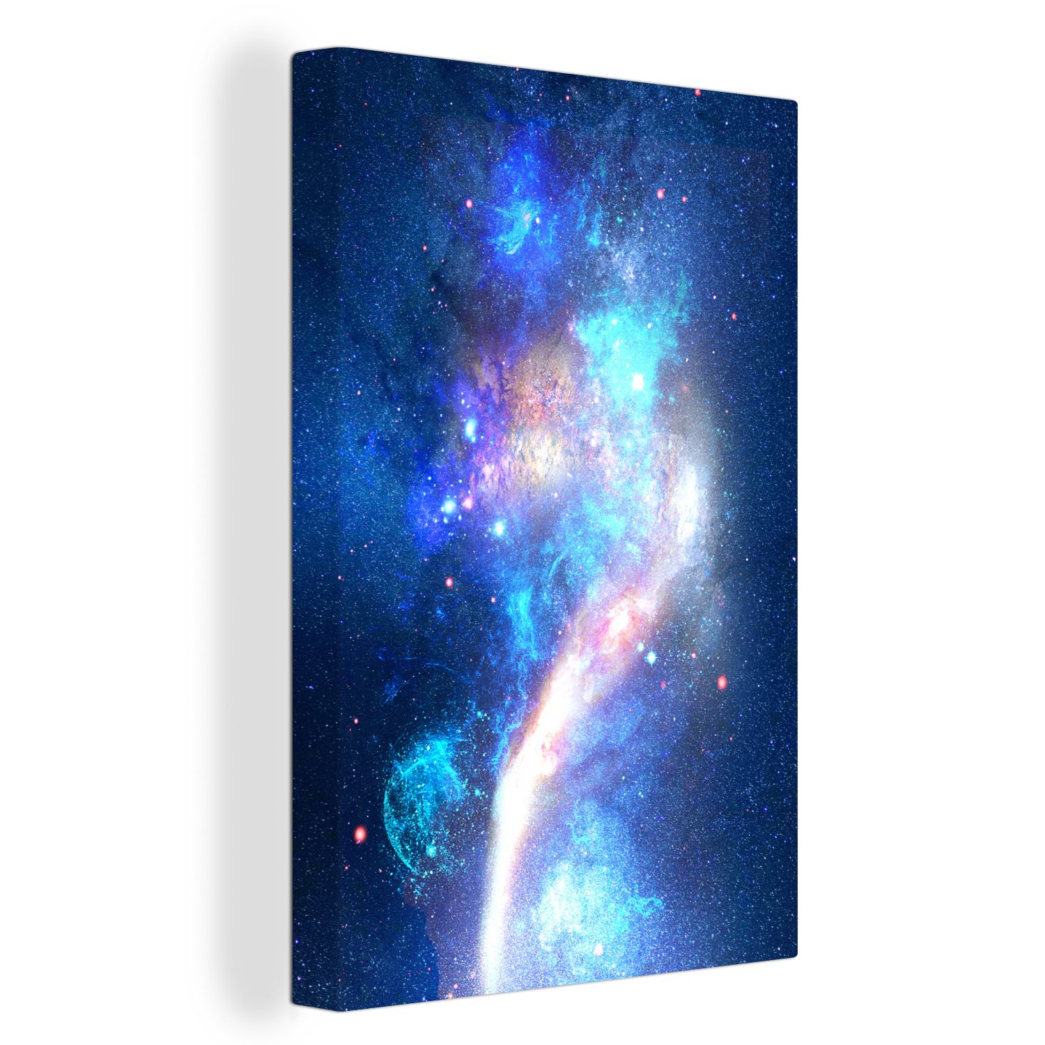 St), Zackenaufhänger, 20x30 inkl. fertig cm - Gemälde, OneMillionCanvasses® Blau (1 bespannt Leinwandbild Sterne Leinwandbild - Weltraum,