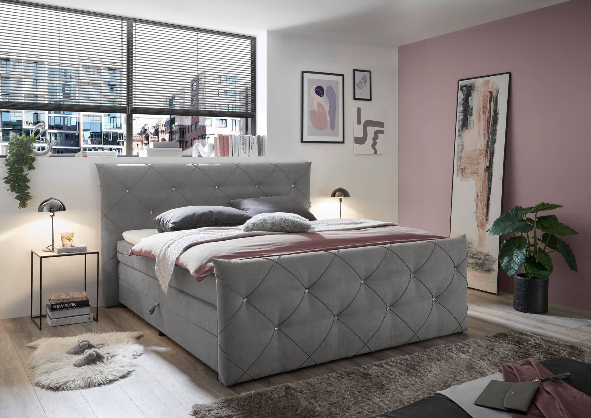 ED EXCITING DESIGN Boxspringbett Villano - inkl. Bettkasten, Gel-Topper und 7-Zonen-Matratze (Komplettbett inkl. Topper und Matratze), Stauraumbett, Topper inklusive, hoher Liegekomfort, federnde Matratze