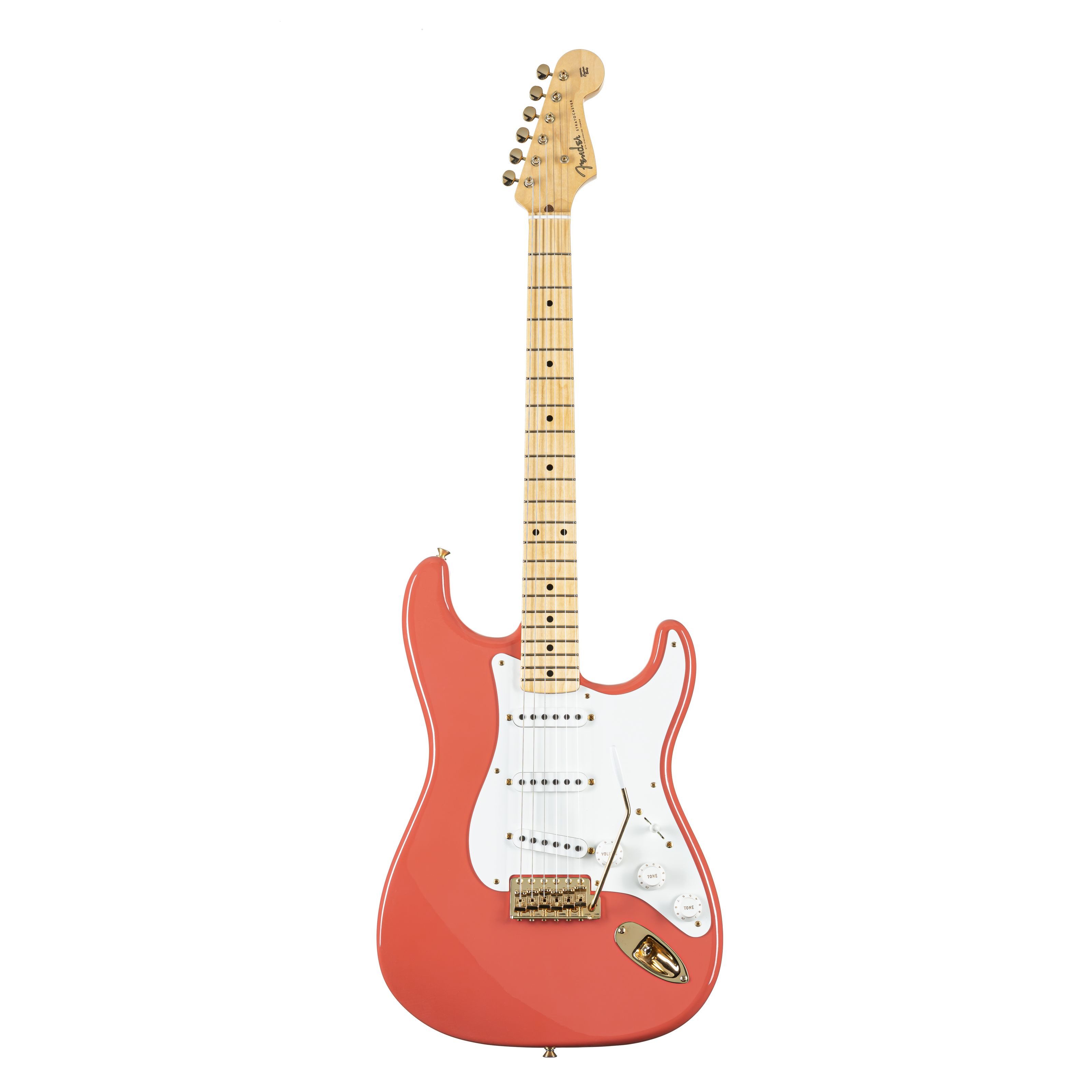 Fender E-Gitarre, E-Gitarren, Premium-Instrumente, 1955 Stratocaster DLX Closet Classic Faded Aged Fiesta Red - Custom