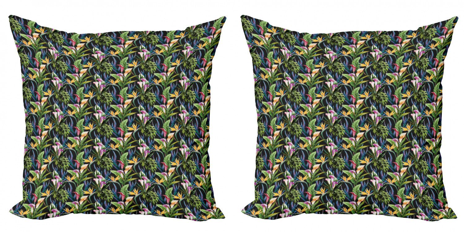 Leaves Abakuhaus Accent Illustration Jungle Kissenbezüge Doppelseitiger (2 Malerei Digitaldruck, Stück), Modern