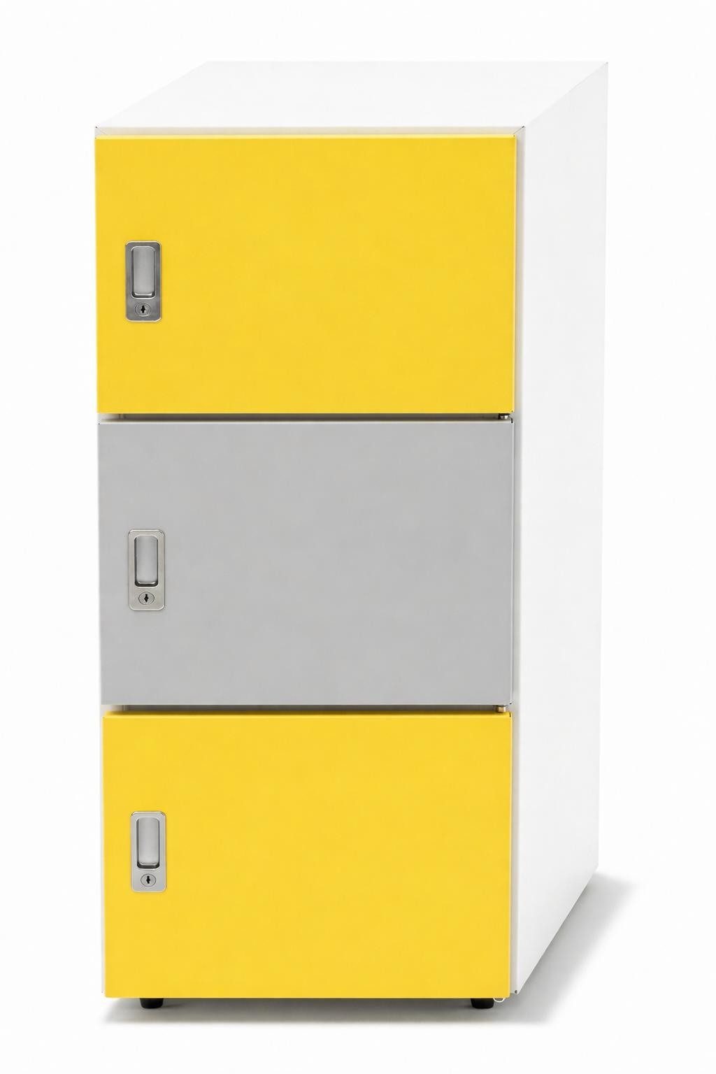 Xlmoebel Aktenschrank Moderner Aktenschrank mit bunten Türen in Gelb und Grau (Aktenschrank mit bunten Türen) Made in Europa