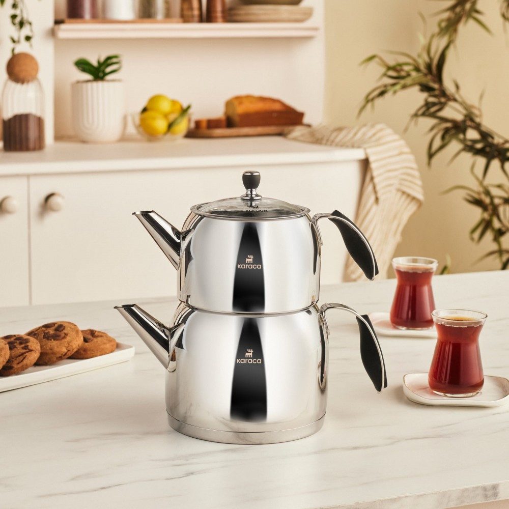 Karaca Teekanne Karaca Stelly Edelstahl Teekannen-Set XL – Inox
