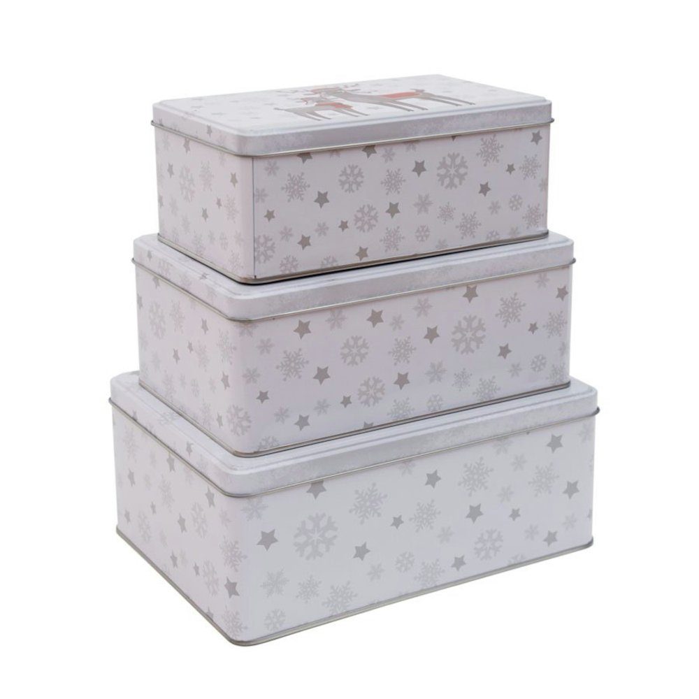 Haushalt International Keksdose, Metall, Set (3-tlg) - Rechteckig - Weihnachten - Rentier