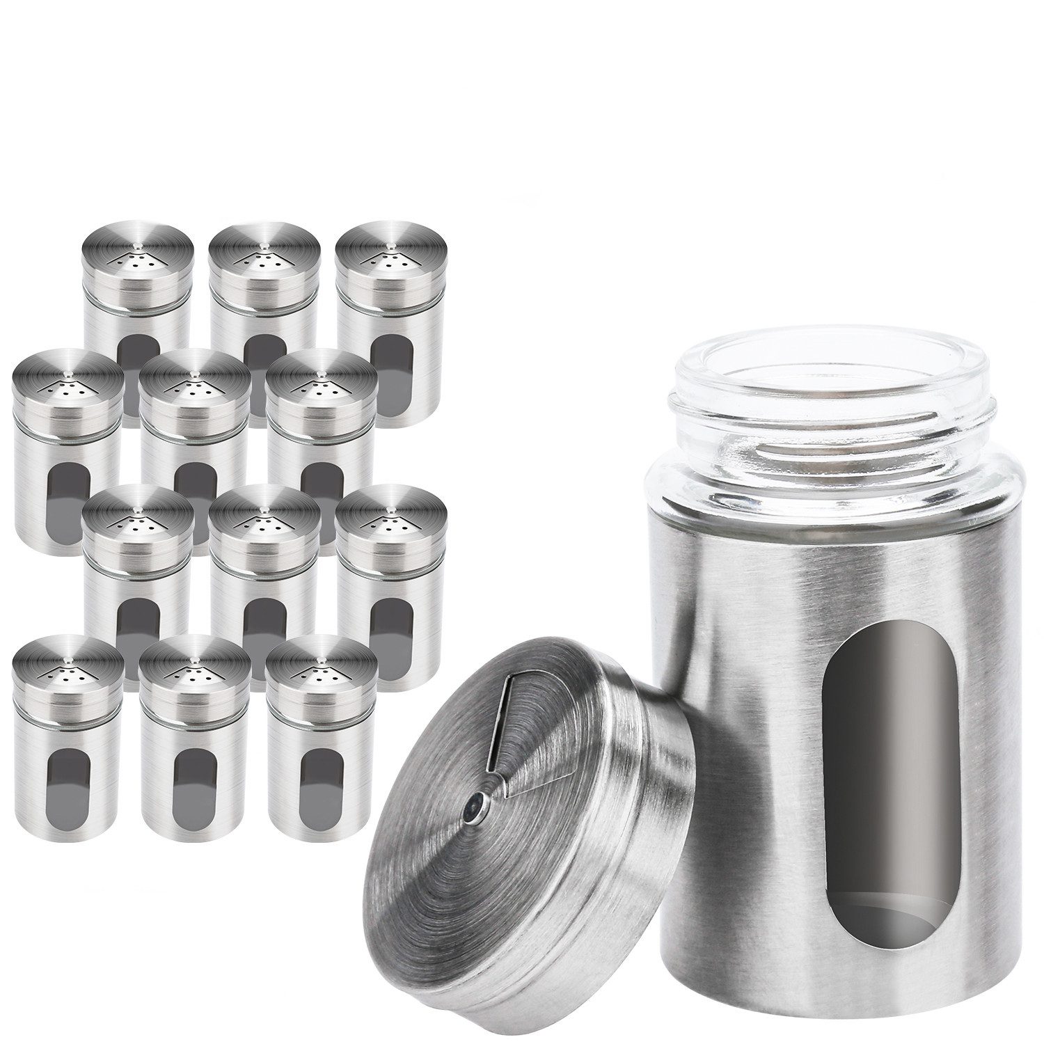 Clanmacy Gewürzständer 12/24er Gewürzglas Set, Glas mit Sichtfenster & 3 -g günstig online kaufen