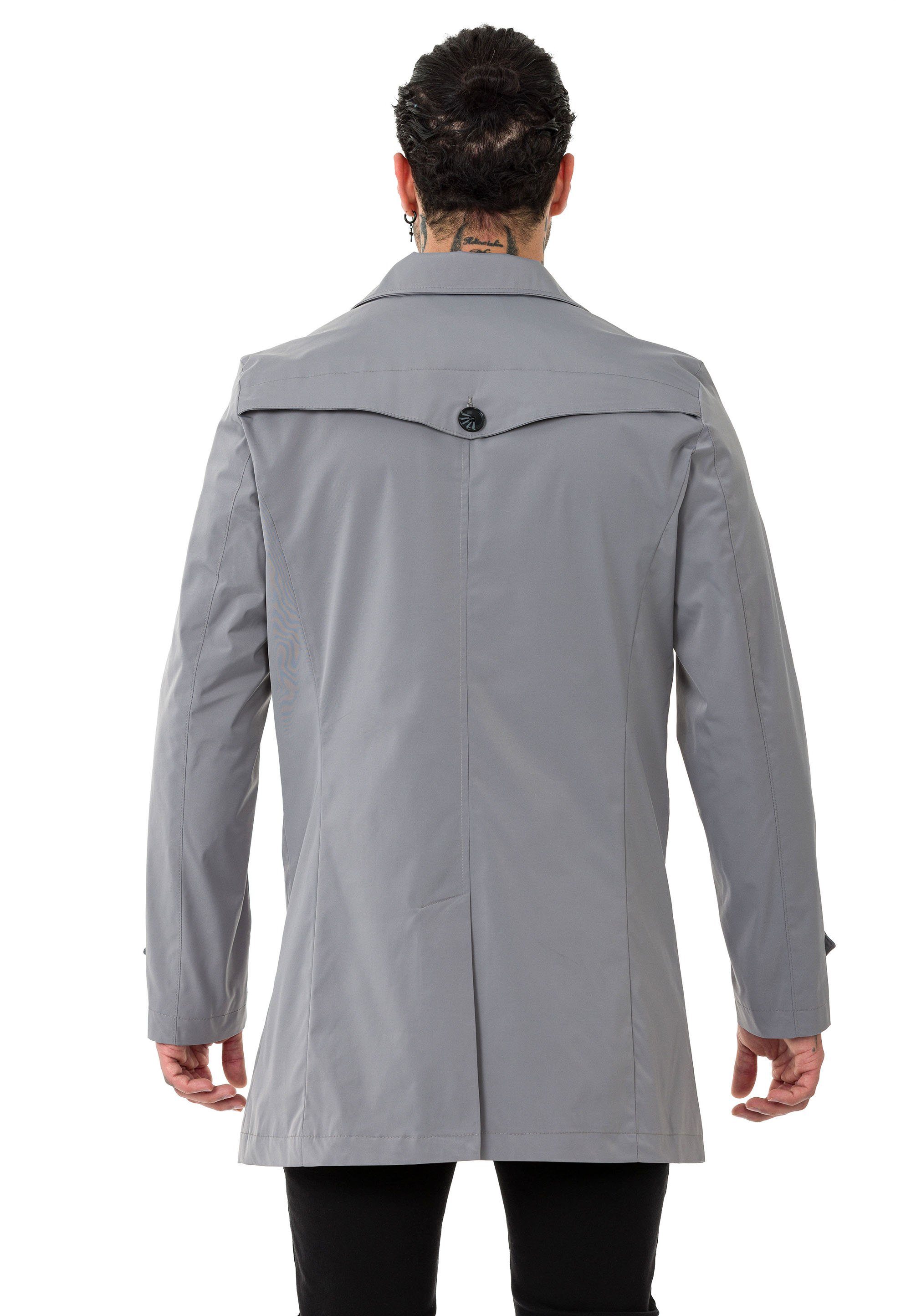 Premium Kurzmantel eleganter RedBridge Trenchcoat Qualität Grau