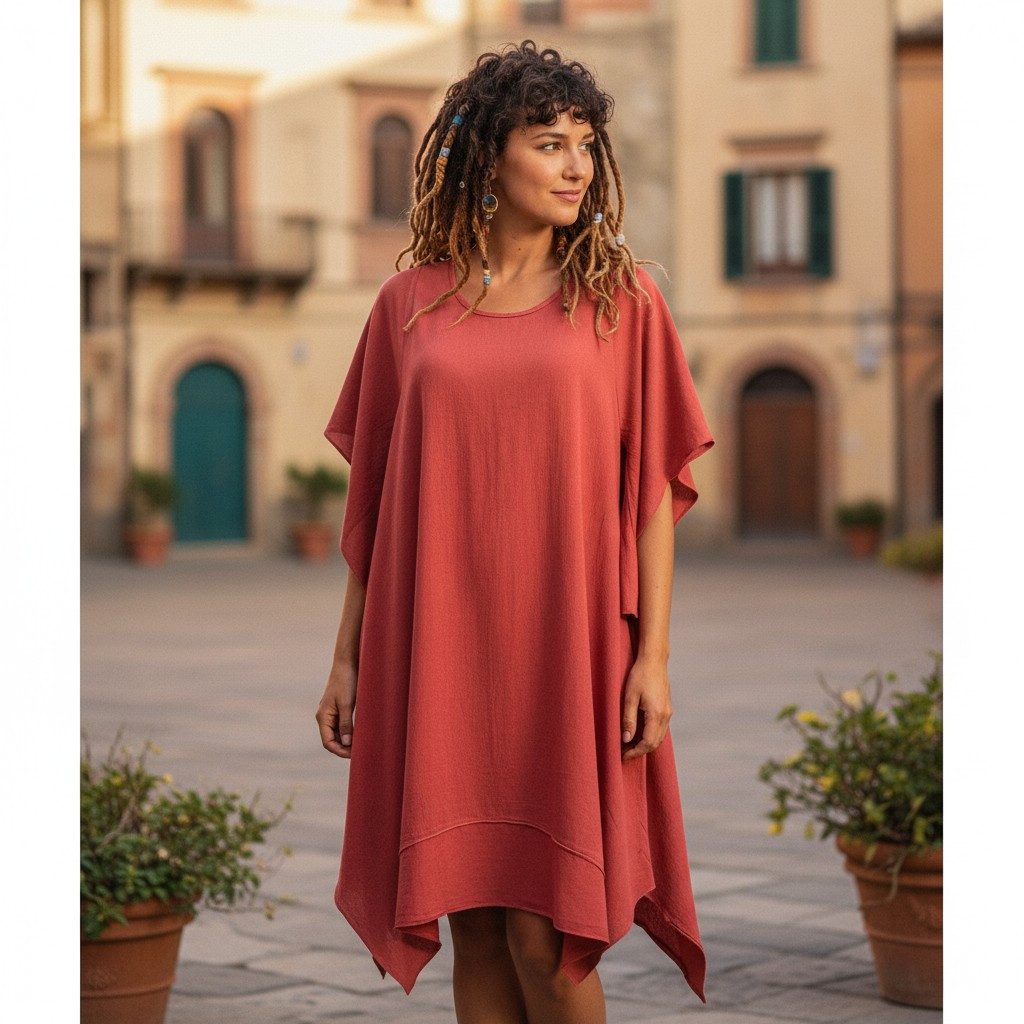 Guru-Shop Midikleid Plus Size Kleid, Hängerchen, Lagenlook,.. günstig online kaufen