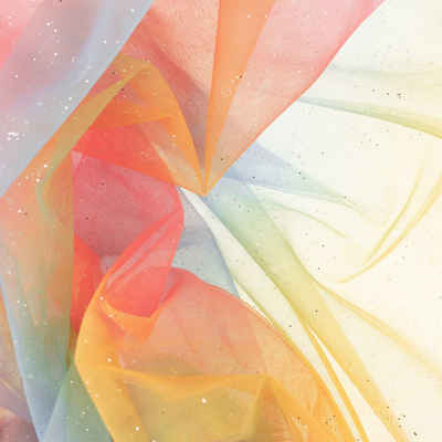 maDDma Stoff Soft-Tüll Regenbogen mit Glitzer Kostümstoff Feintüll ab 1x1,5 m, Regenbogen 3