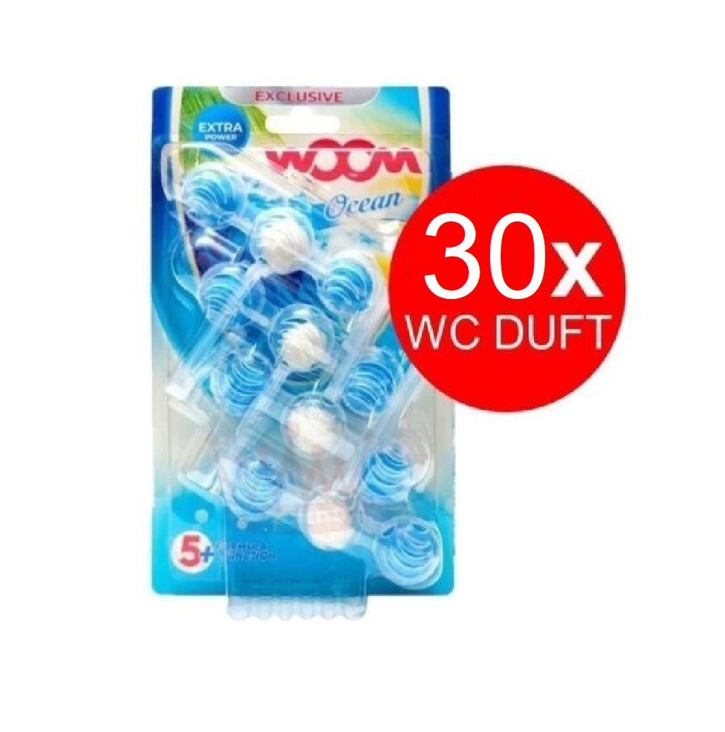 WOOM WC Steine Set 30 Stück / Ocean Duft Einhänger WC-Reinigung Tabs WC-Reiniger (Kraft Aktiv Duftspüler Frische Anti-Kalk Effekt Duftsteine für langanhaltend frischen Duft, [30-St. Duftspüler WC Reiniger für Reinigung bei jeder Spülung)