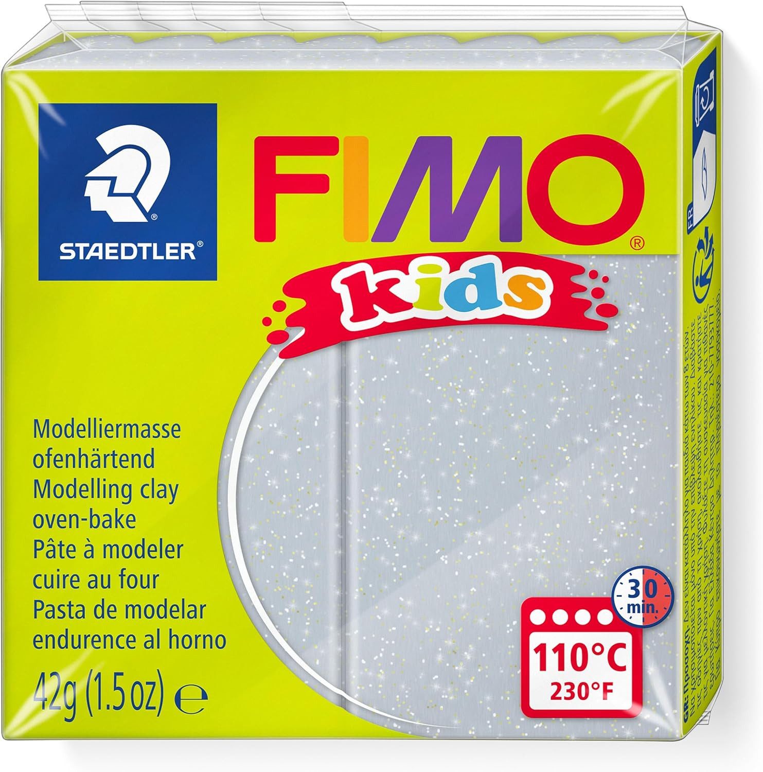 FIMO Knete FIMO kids Modelliermasse Glitter Silber 42g