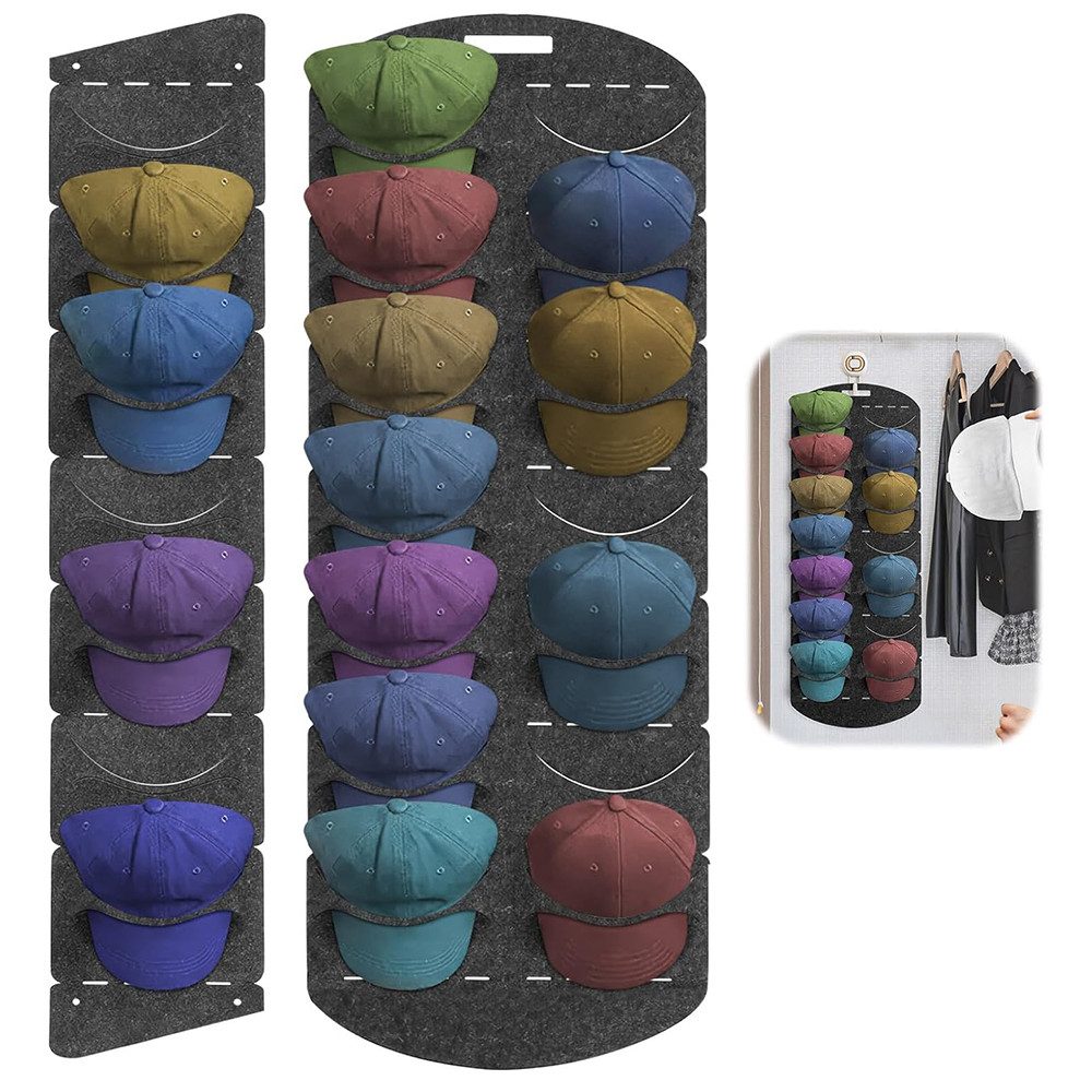 Zaewry Kleiderhaken Baseball Kappen Halterung, Faltbar Cap Halterung Wand mit 7/14Taschen