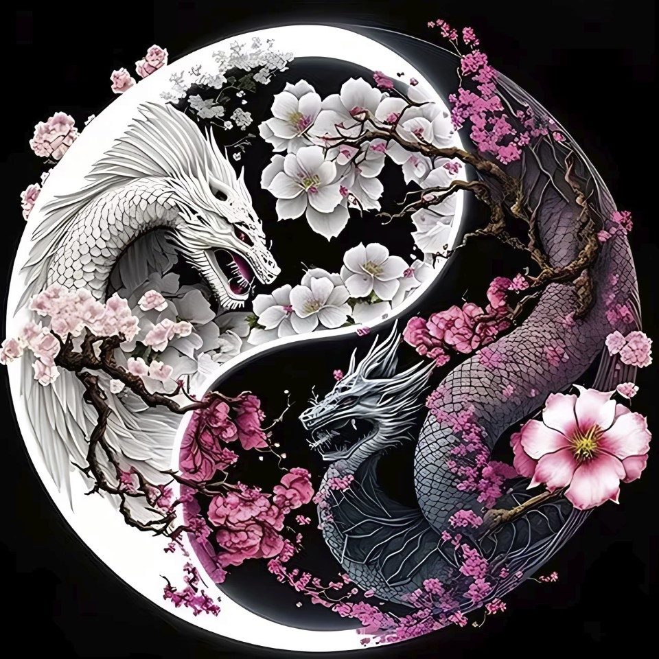 Venicce Love Kreativset Diamond Painting Bilder, Diamant Painting Malerei Set Ying Yang Drache, (1-tlg)