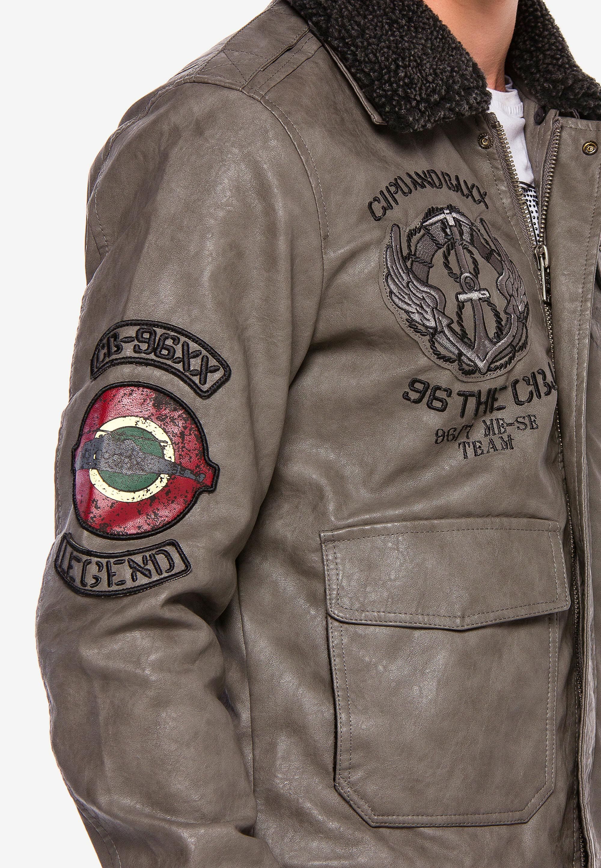 Cipo & Baxx Lederimitatjacke Jacke mit coolen Patches