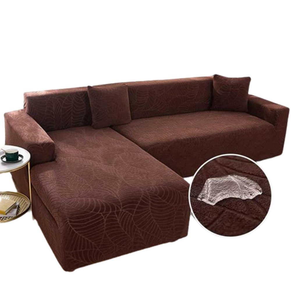 Sofahusse Sofa Überzu 3 Sitzer Wasserdicht Stretch dunkelbraun 185-230cm, FELIXLEO