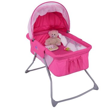 COSTWAY Baby-Reisebett Babybett, inkl. Moskitonetz & Matratze & Tasche