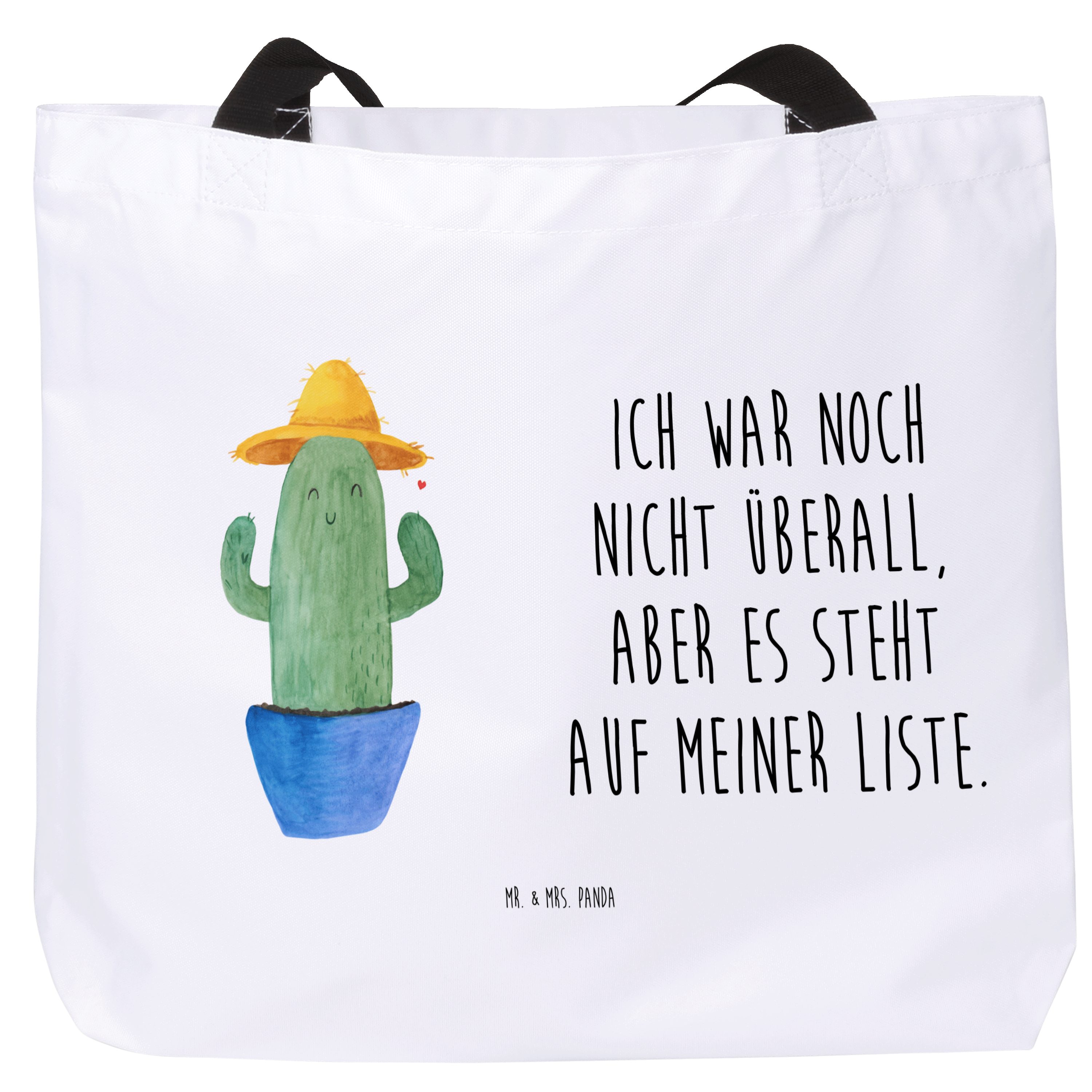 Shopper Kaktus Hut, Tote Bag, Weiß, Motivation, Weltenbummler, Strandtasche