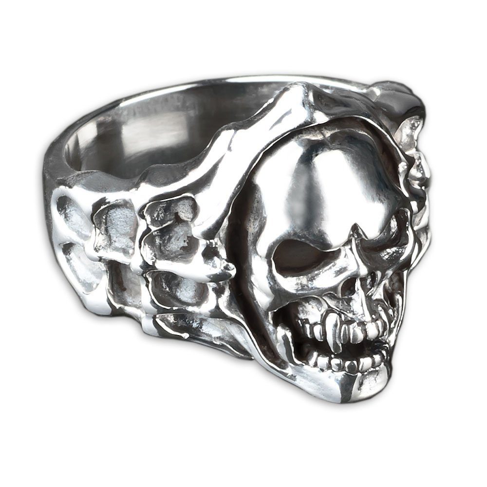 viva-adorno Silberring Totenkopf Ring Skull Vampir günstig online kaufen