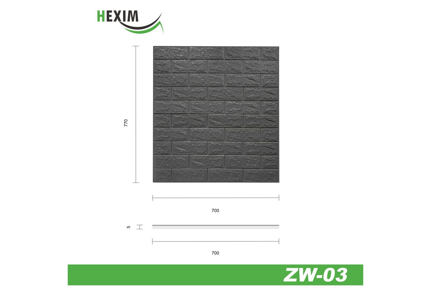 Thumbnail - Hexim 3D Wandpaneel, (Wanddekoration Steinoptik 1,06 m² - Selbstklebende Kunststoff Wandverkleidung Innen - Küchenrückwa...