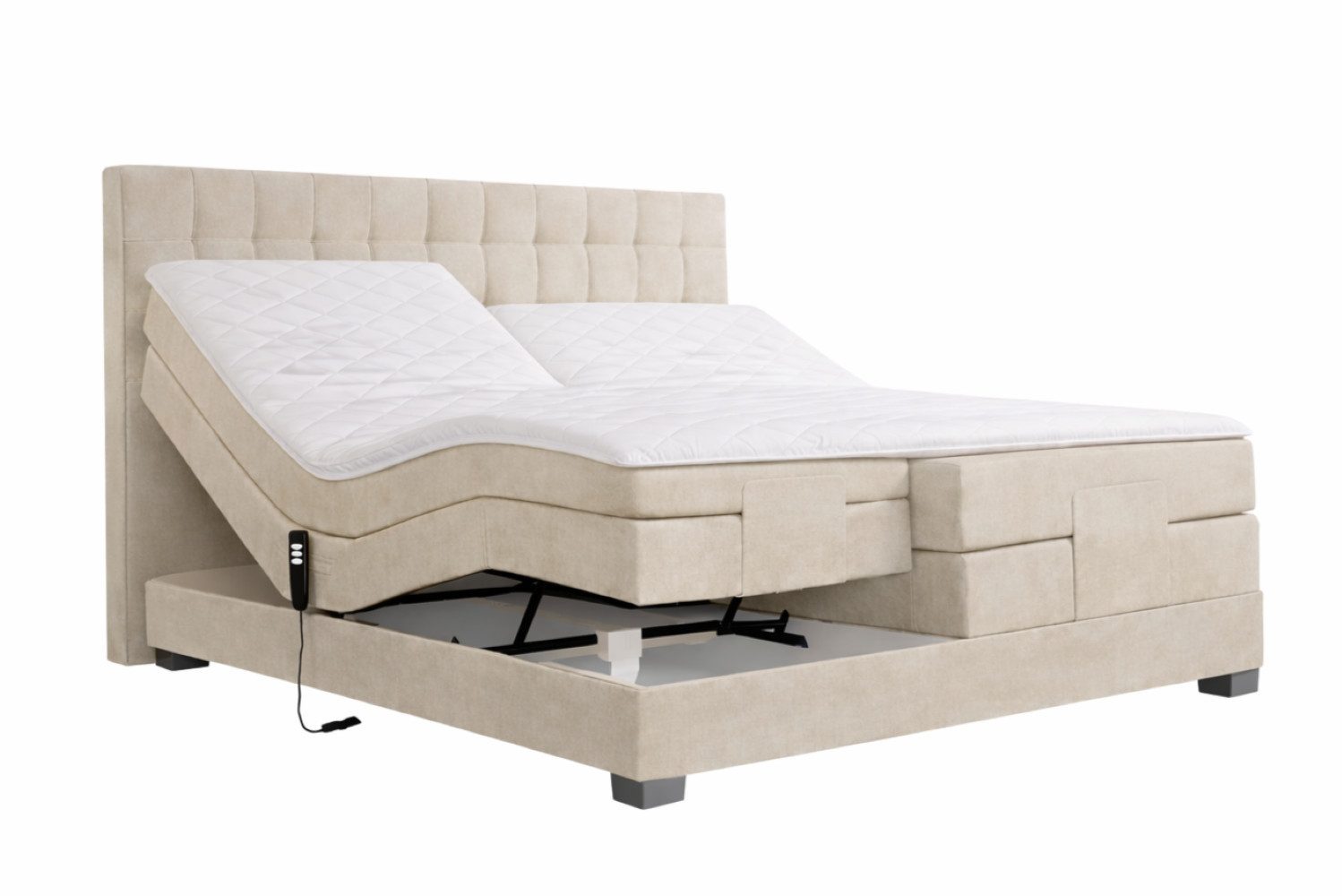 Labett Boxspringbett ELECTRA KING - Elektrisch verstellbare 140x200 160x200 180x200 200x200 (Boxspringbett, Matratze, Topper), Elektrisch verstellbare, Doppelbett mit Kopfteil, 4 Matratzen, Topper