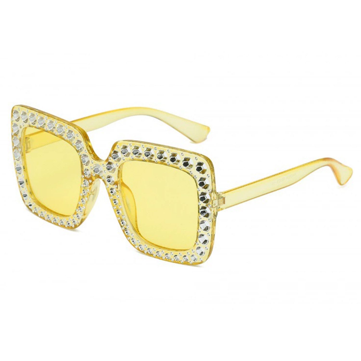 Sonnenbrille Kristall Sonnenbrille Damen, Square Thick Frame Bling