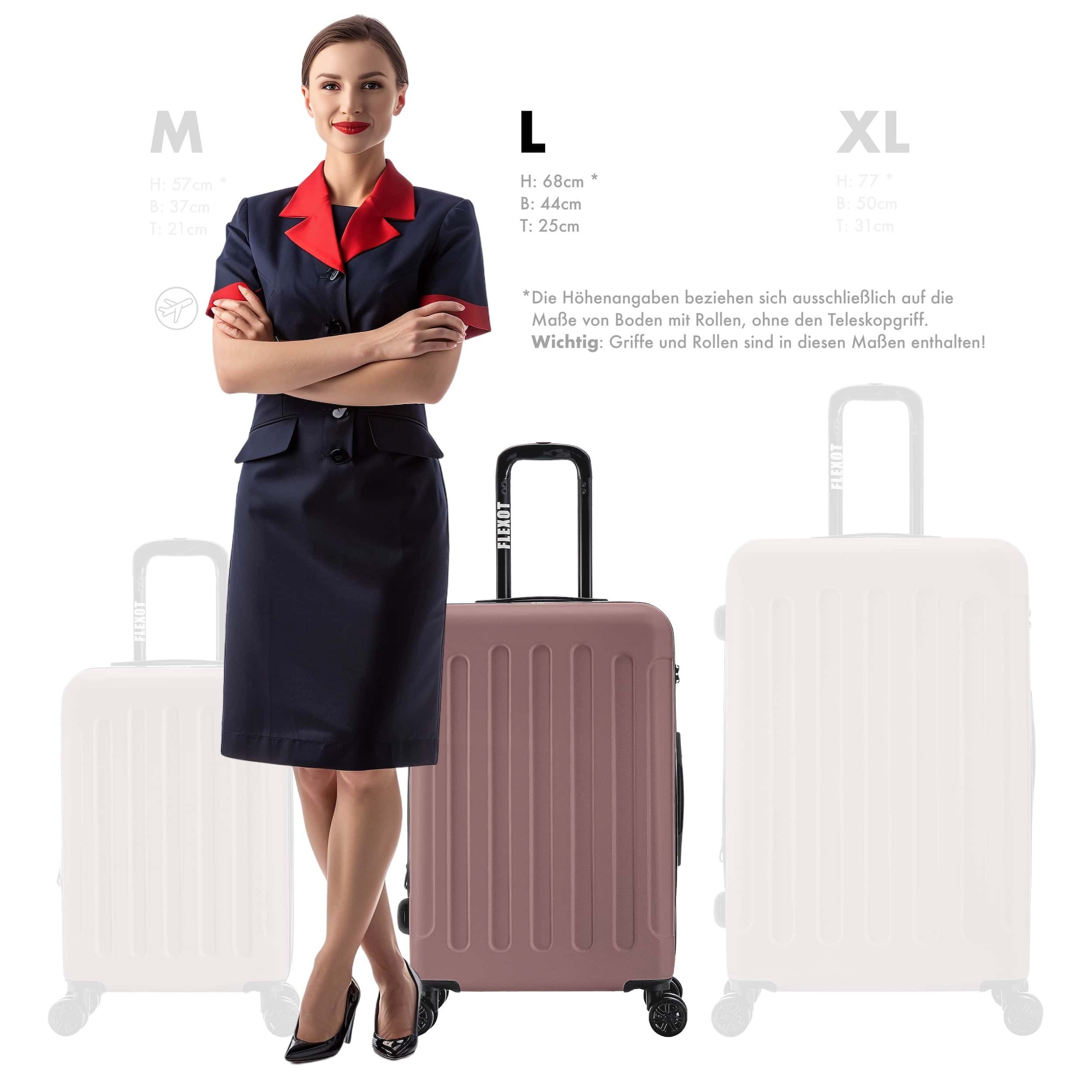 Flexot Hartschalen-Trolley F-3045 (Gr. M, L, XL) – Kofferset – ABS-Hartschale, 4 Rollen, Robuster und moderner Koffer mit vier 360° Rollen und Zahlenschloss – Bild 2 von 5