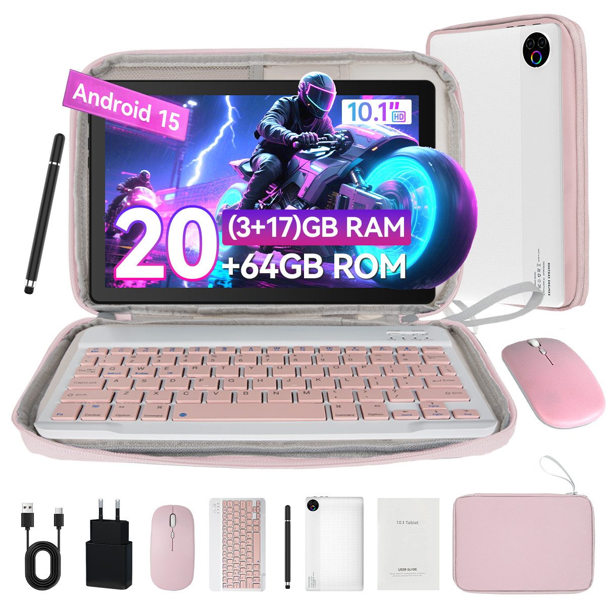 BUFO 10 Zoll 64 GB 1280x800 IPS Maus Tastatur Handschrift Stift Set Tablet (10", 64 GB, Android, WiFi, Dual-Kamera)