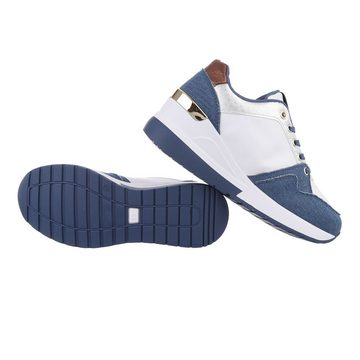 Ital-Design Damen Low-Top Freizeit Sneaker (86188224) Keilabsatz/Wedge Sneakers Low in Blau