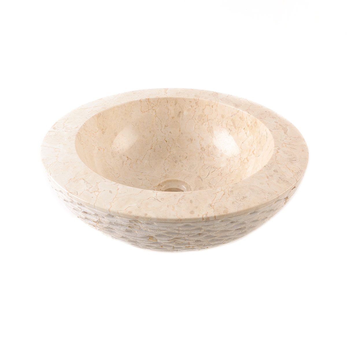 wohnfreuden Aufsatzwaschbecken Marmor - Waschbecken BB5 40 cm creme, 8_587
