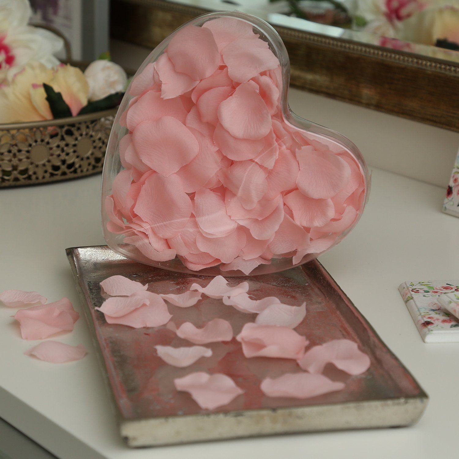 MARELIDA, Rosenblüten Valentinstag 150 cm Höhe Hochzeit Rosenblätter Kunstblume 17.5 Geschenkbox St rosa,