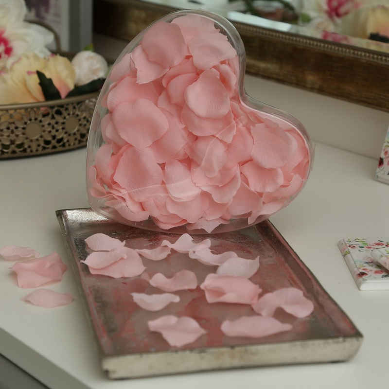 Kunstblume Rosenblätter Geschenkbox Rosenblüten Valentinstag Hochzeit 150 St rosa, MARELIDA, Höhe 17.5 cm