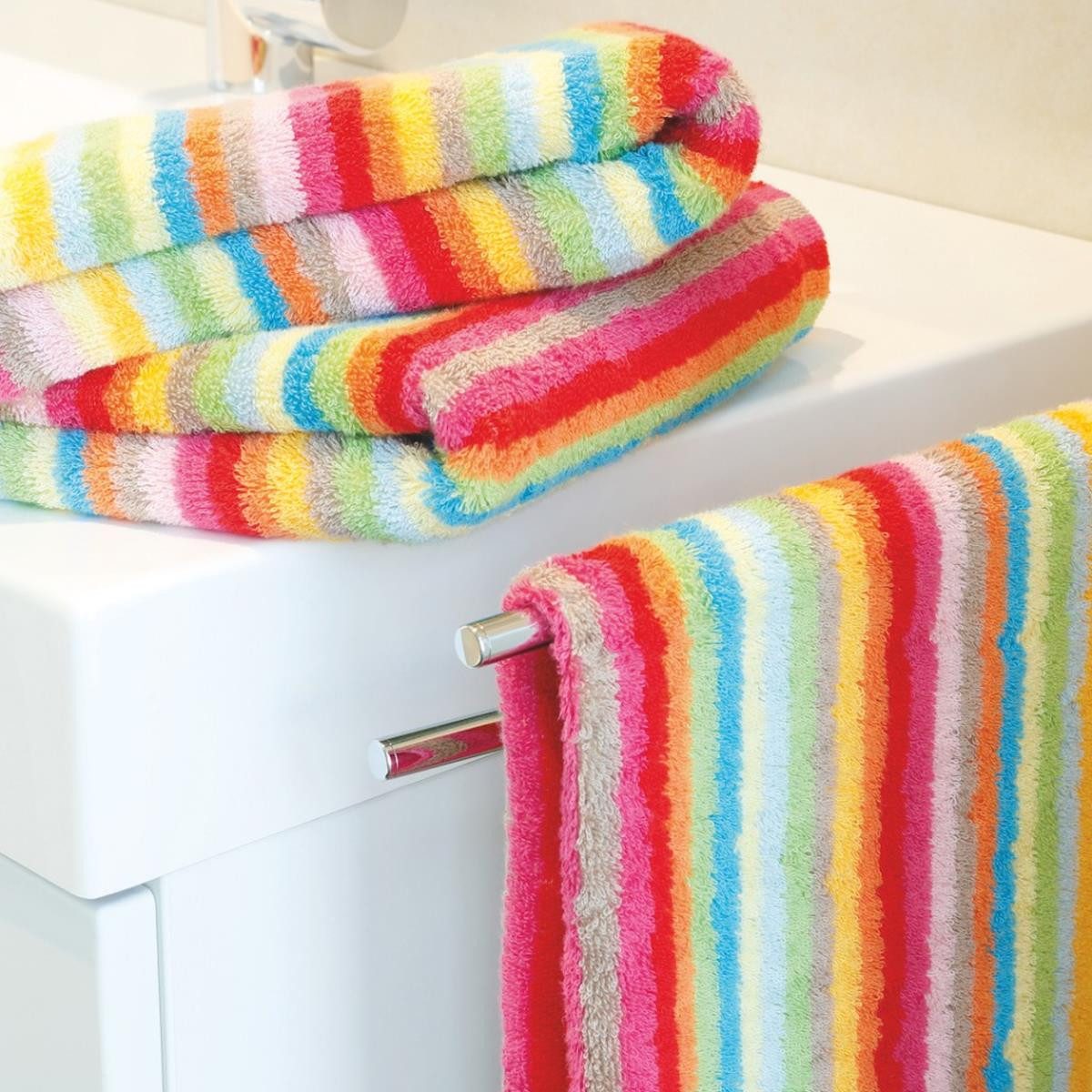 Cawö Handtuch 2 Stück Cawö Life Style Handtücher 7008-25 Streifen muilticolor 50x100, Walkfrottier (2-St), 100% Baumwolle