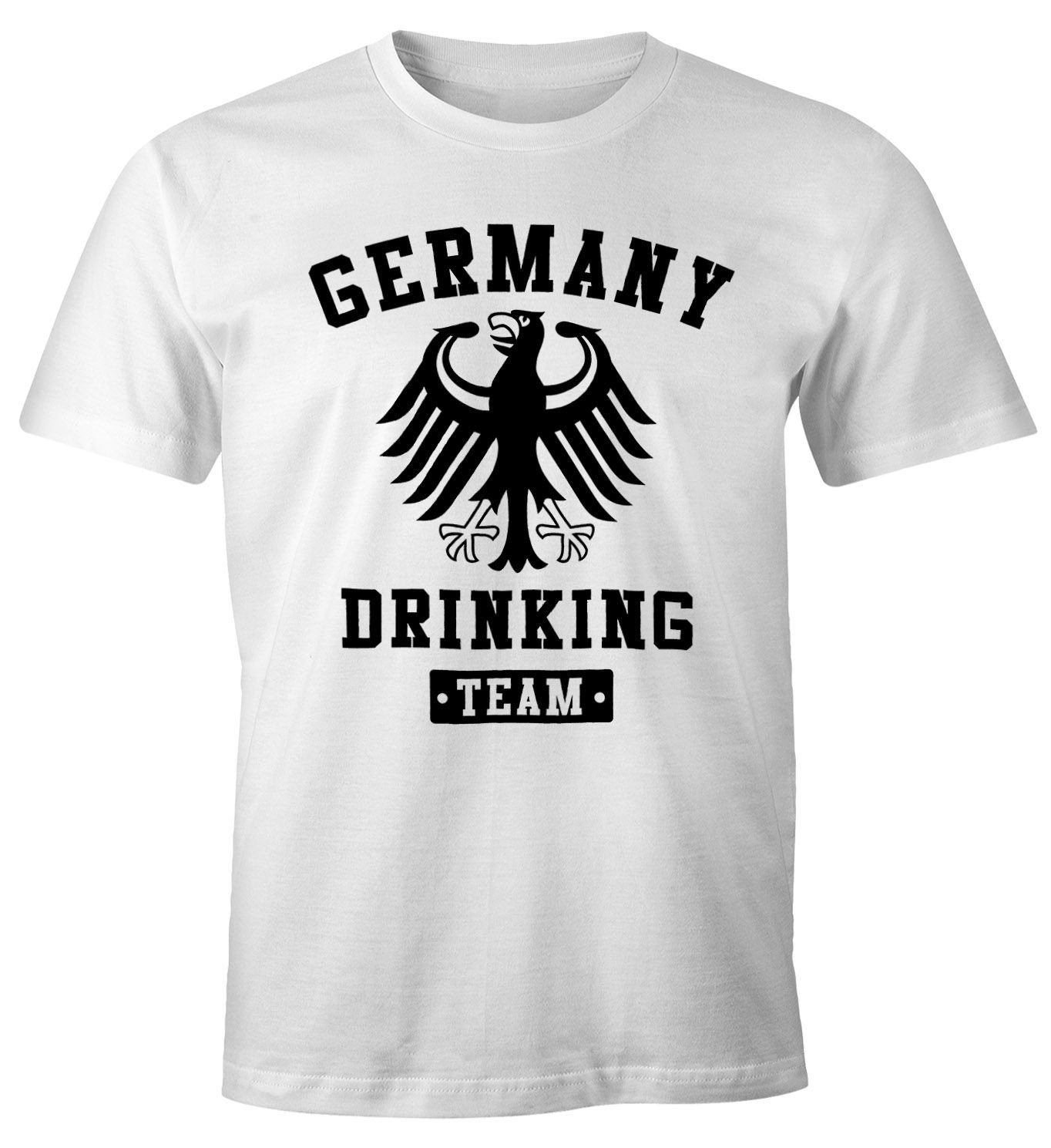 MoonWorks Print-Shirt Deutschland Herren T-Shirt Germany Drinking Team Bier Adler Fun-Shirt Moonworks® mit Print weiß