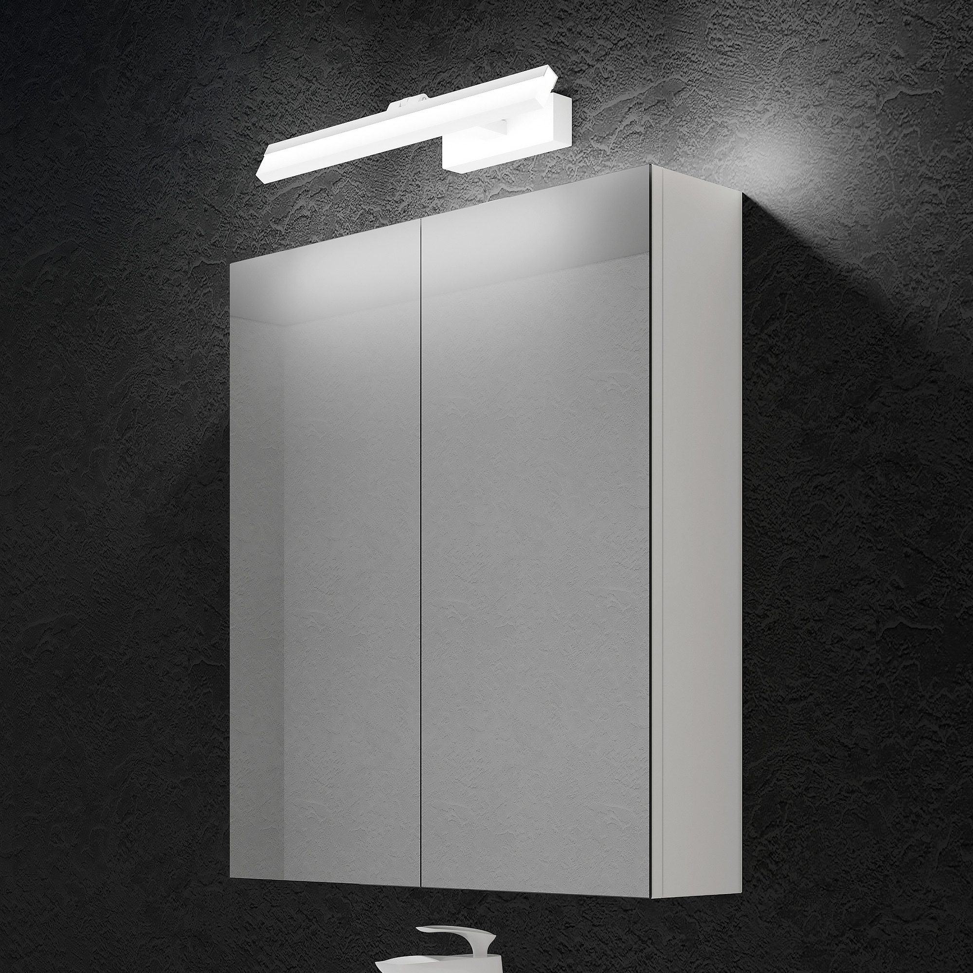 doporro Spiegelschrank Wandschrank mit 180° Drehbare LED Spiegelbeleuchtung Luxaris
