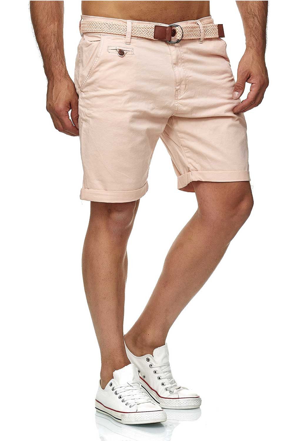 Indicode Shorts Herren kurze Hose mit Gürtel - Conor - Aus Baumwolle - Regular Fit Freizeithose - Sportlich eleganter Look - Bequemes Stretch Material