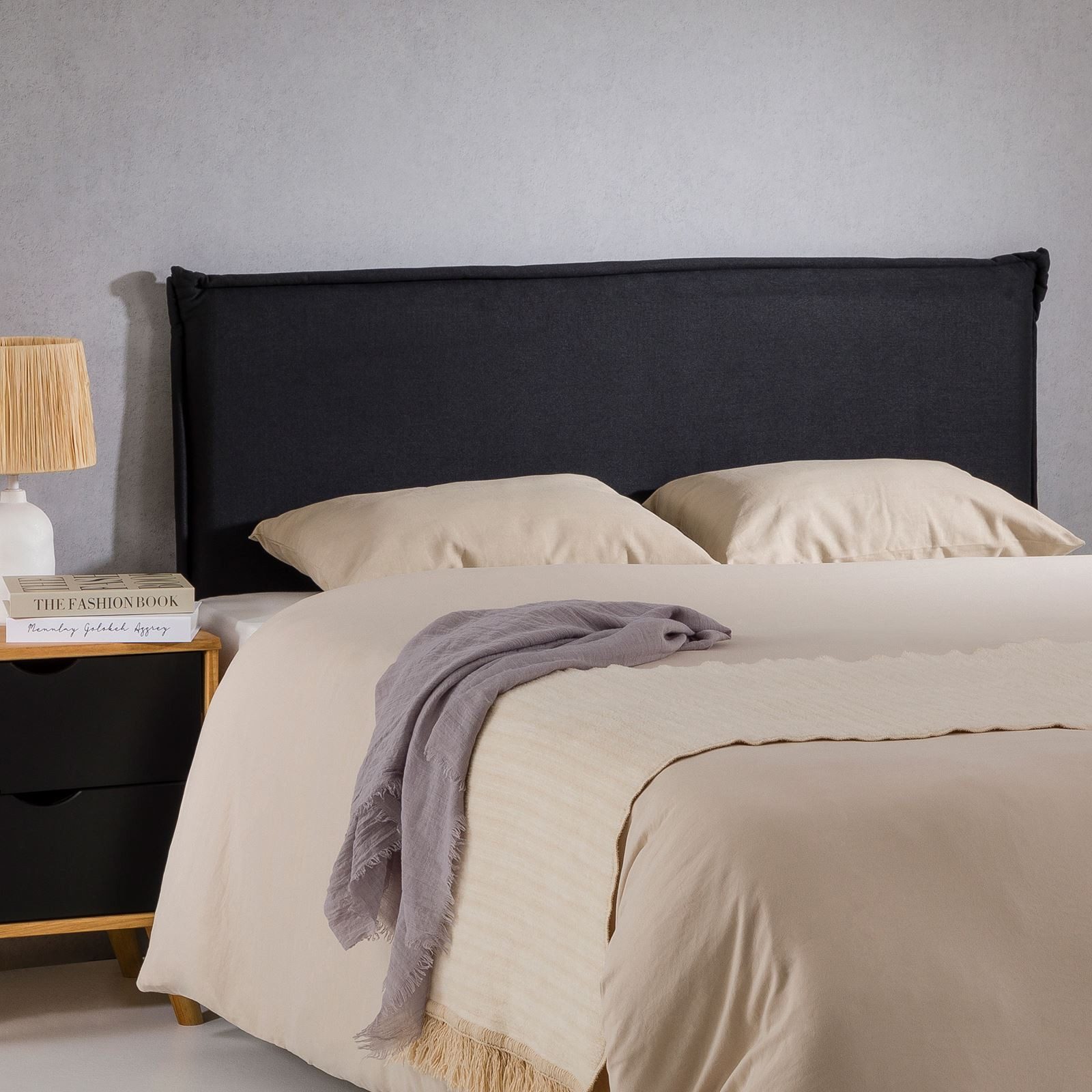 IDIMEX Kopfteil VINCEL, Bettkopfteil 160cm, Headboard, Kopfteil gepolstert Stoffbezug schwarz