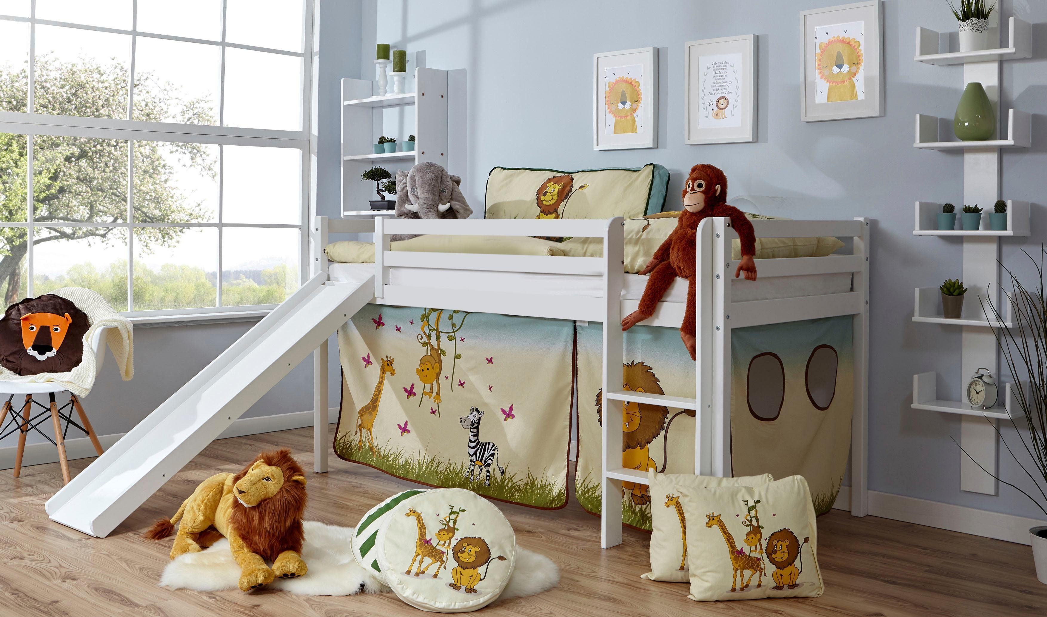 Ticaa Hochbett Rene Mit Rollrost Und Textil Set