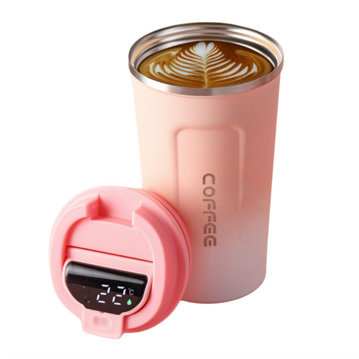 carefully selected Thermobecher Intelligente Temperaturmessung und Isolierung der Autokaffeetasse Rosa
