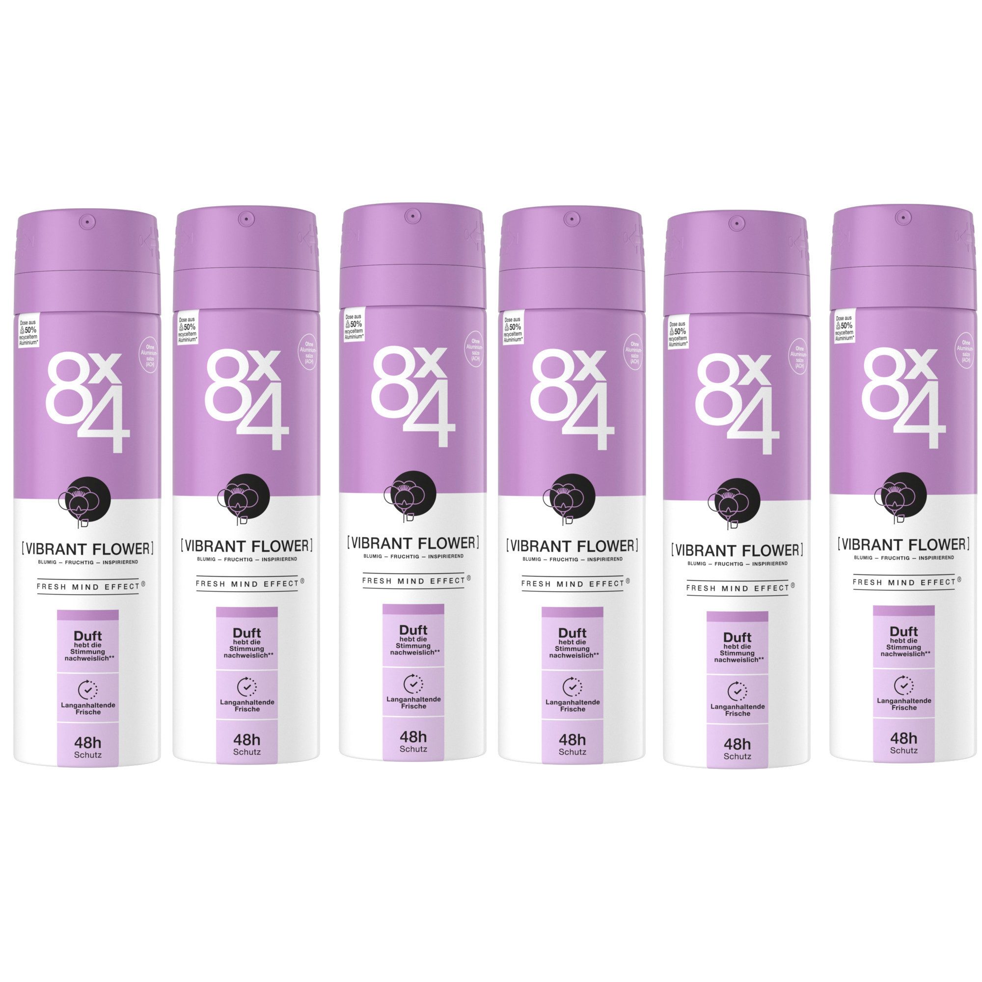 Deo-Spray Vibrant Flower 6 x 150ml 48h Schutz vegan Exotisch-floral
