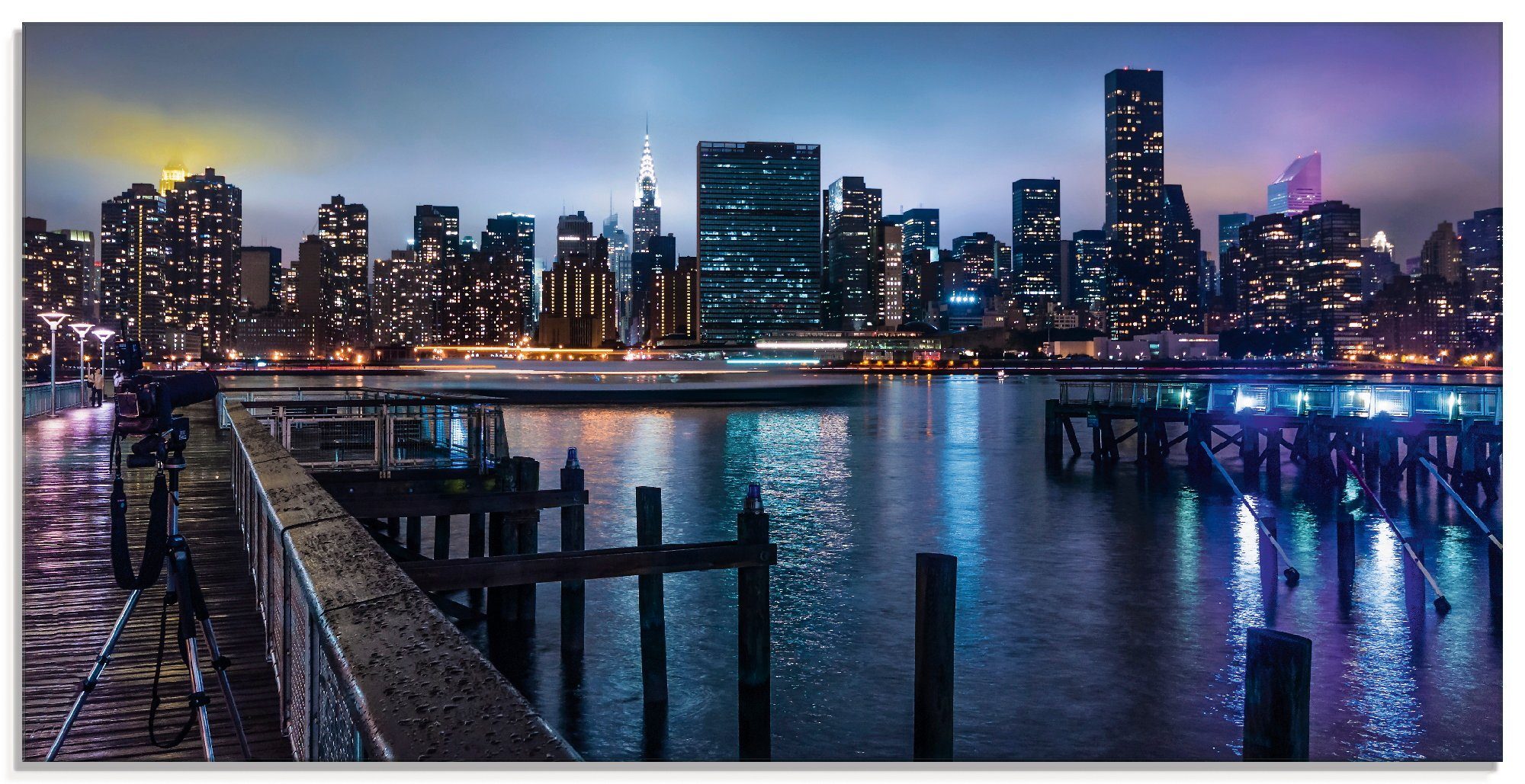 Artland Glasbild New York Manhattan im Abendlicht, Amerika (1 St), in verschiedenen Größen