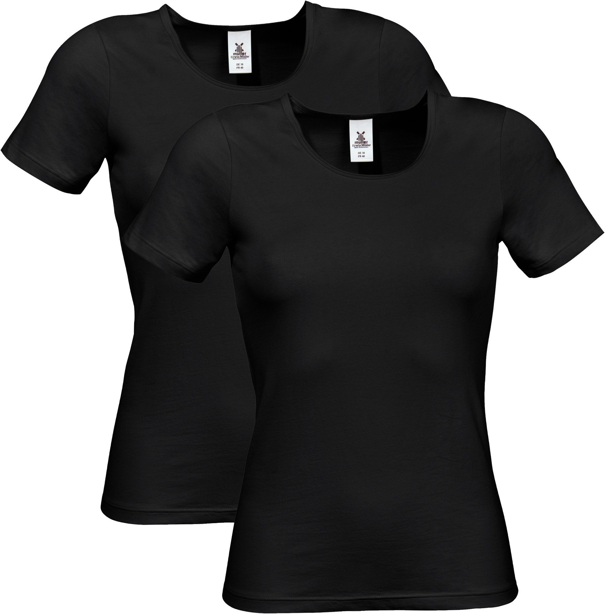 Erwin Müller T-Shirt Damen-Unterhemd, 1/2-Arm 2er-Pack (2-tlg)  Single-Jersey Uni