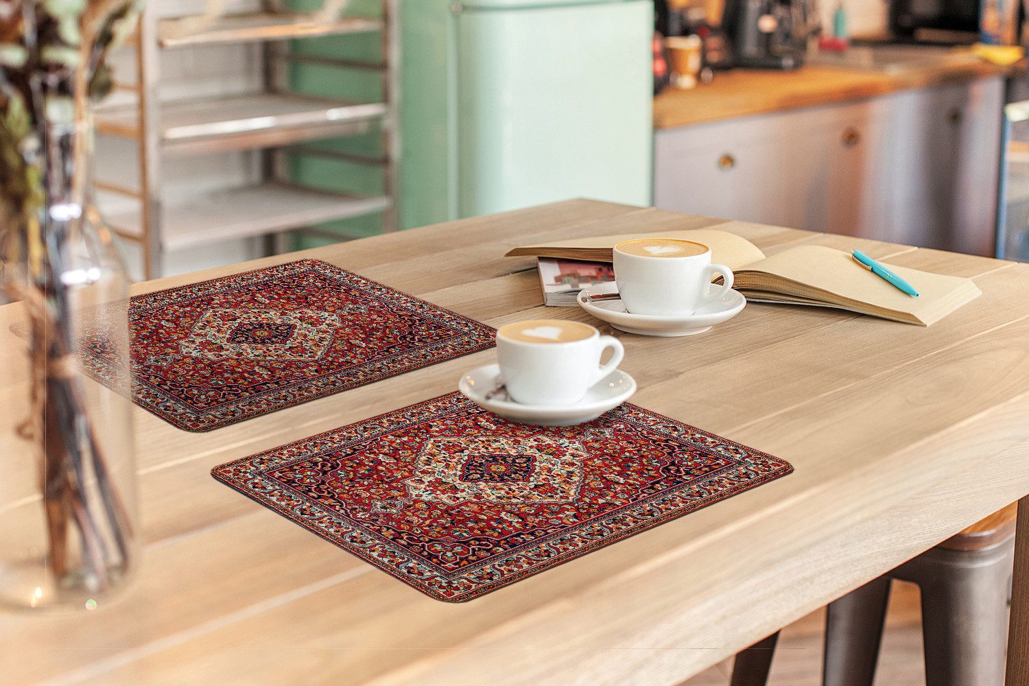 MuchoWow Platzset Persische Teppiche Druck - Teppiche - Muster - Rot, (6-St), Platzsets, Tischset, Abwaschbar, Tischsets, Platzdeckchen – Bild 3 von 5