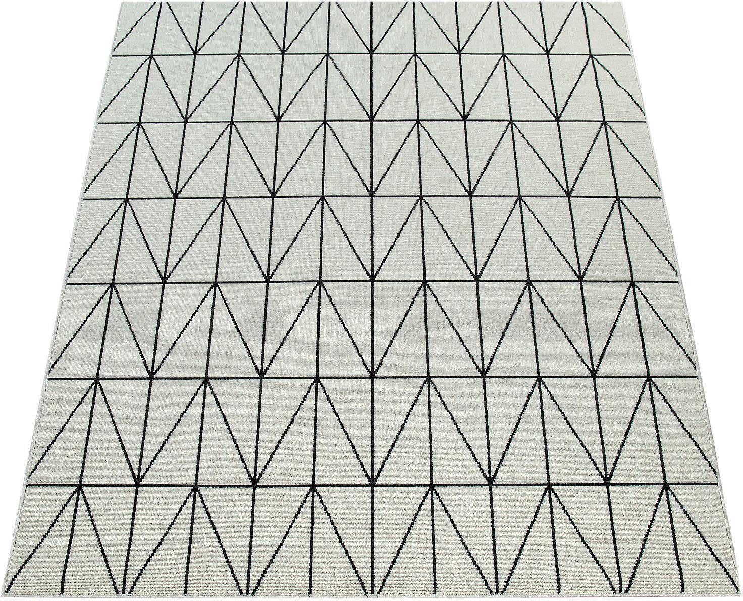 geeignet, gemetrisches 4 geeignet, Terrasse Muster, Home, Paco Teppich In- und Outdoor für Brugge Außbereich für 224, modernes mm, den Balkon Innen- rechteckig, Höhe: und Flachgewebe, perfekt und